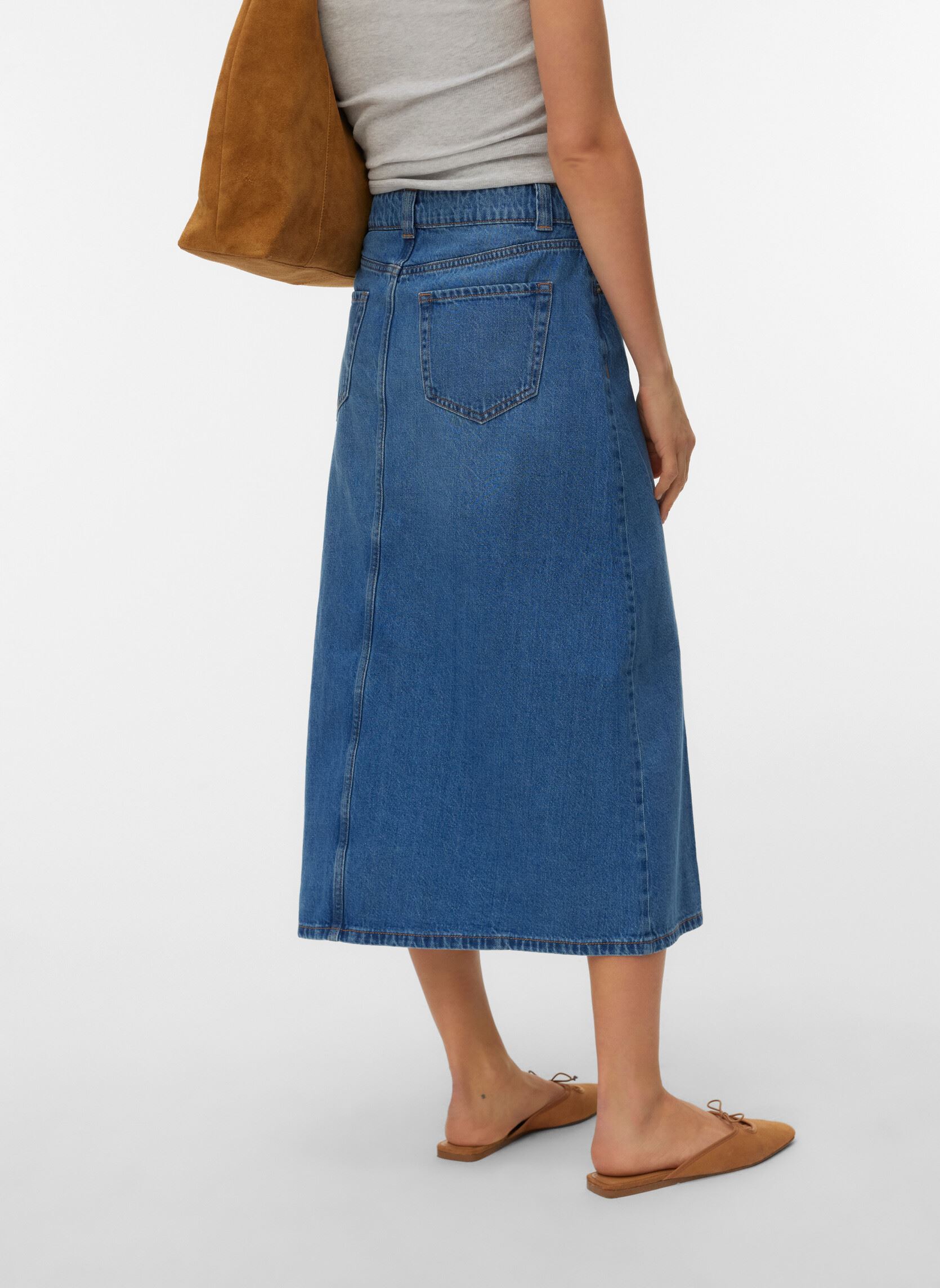 Jupes mi-longues Vmbirkley Mr 7/8 Dnm Skirt Mix Ga femme bleu Vero Moda Jupes mi-longues Vmbirkley Mr 7/8 Dnm Skirt Mix Ga femme bleu Light Blue Denim