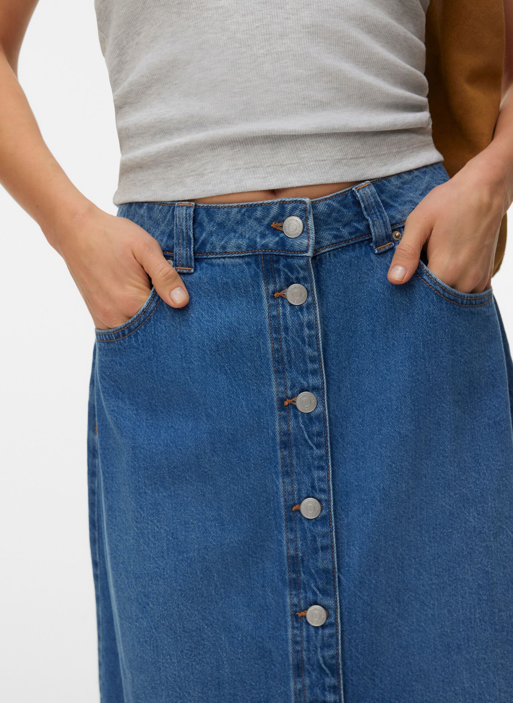 Jupes mi-longues Vmbirkley Mr 7/8 Dnm Skirt Mix Ga femme bleu Vero Moda Jupes mi-longues Vmbirkley Mr 7/8 Dnm Skirt Mix Ga femme bleu Light Blue Denim