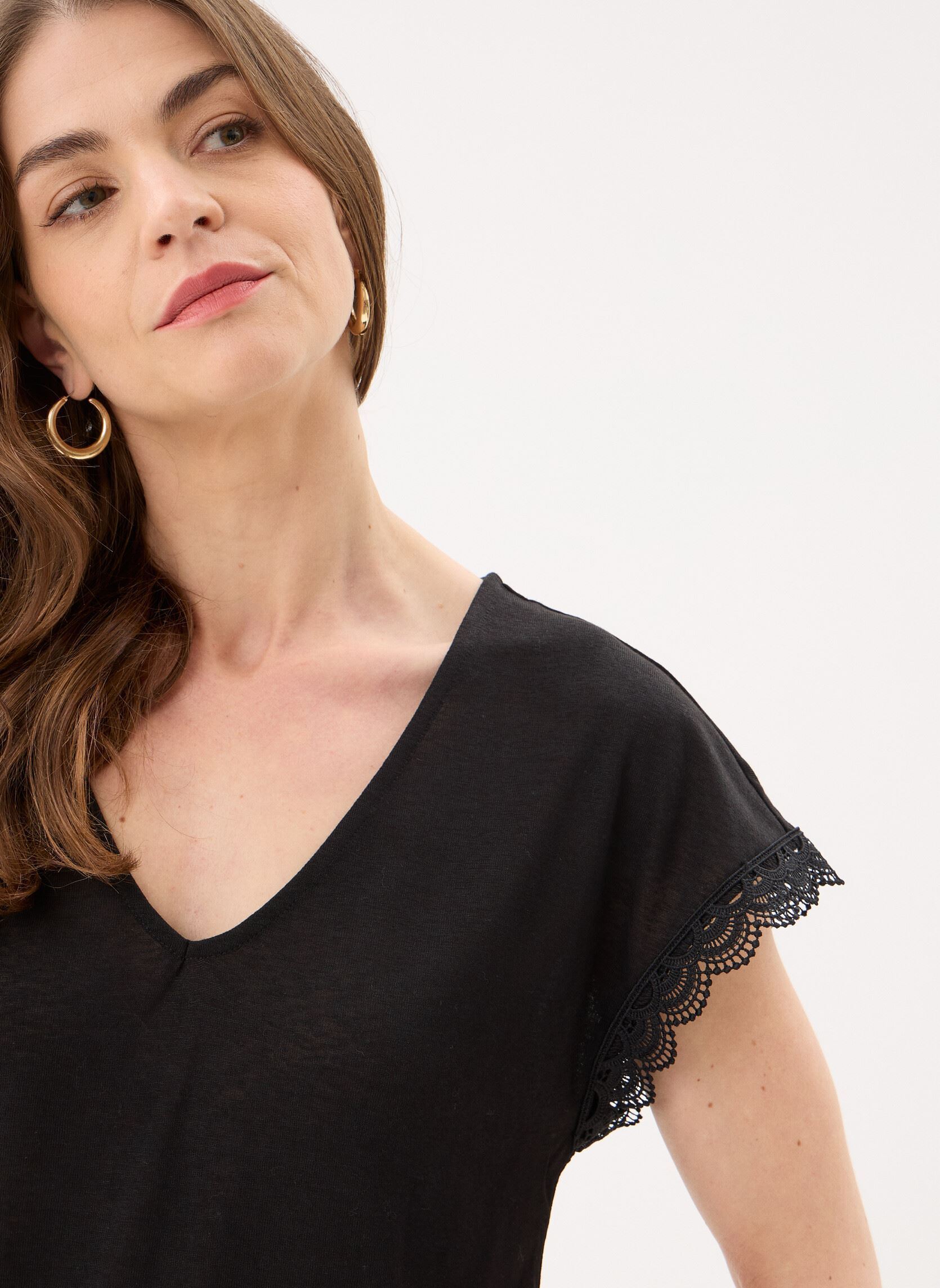 Kurzarm-T-Shirts Vmibilsa S/S V-Neck Top Jrs Btq damen schwarz Vero Moda Kurzarm-T-Shirts Vmibilsa S/S V-Neck Top Jrs Btq damen schwarz Black
