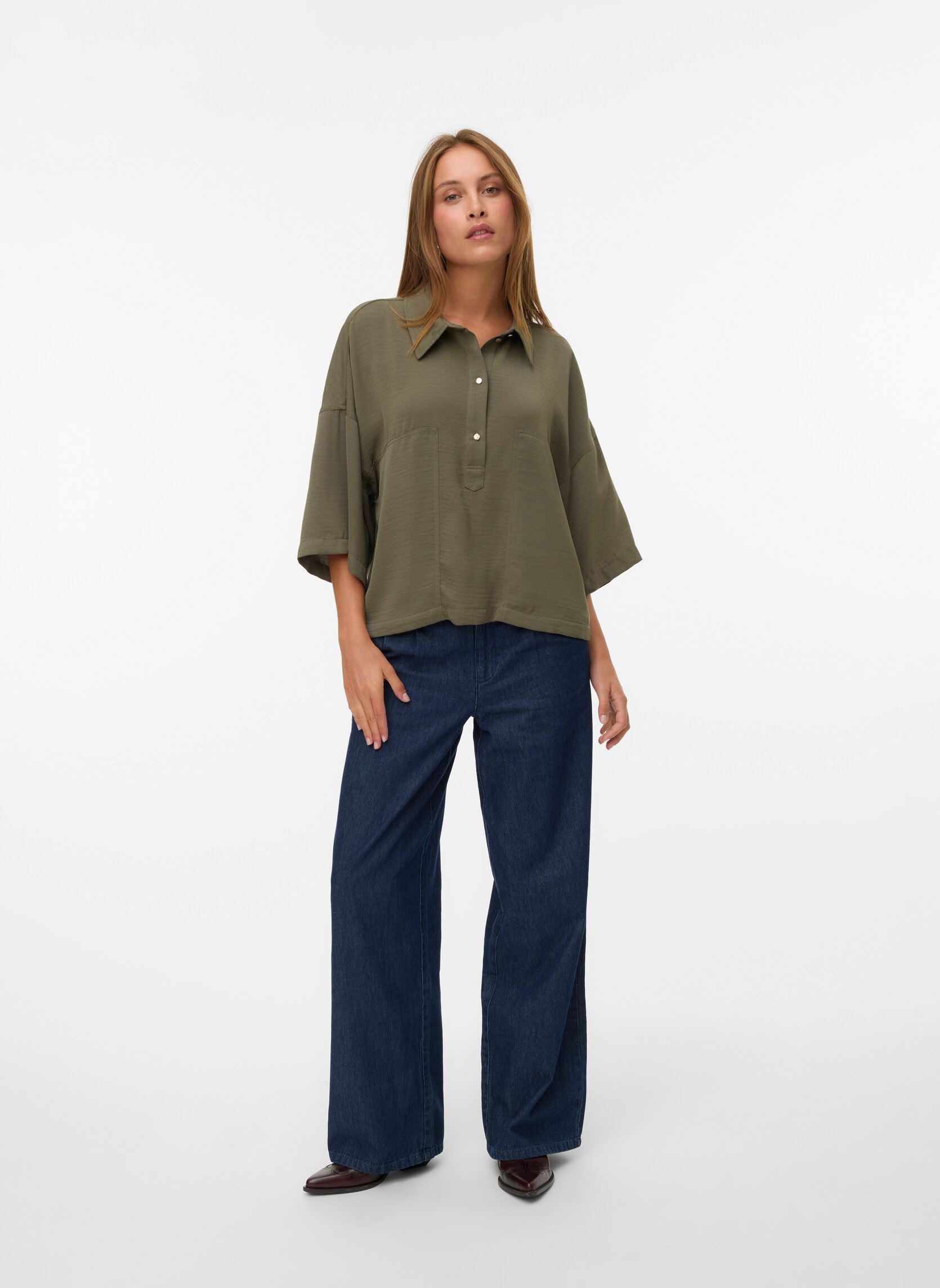 Kurzarm-Hemden Vmicelyn 3/4 Shirt Wvn Btq damen grün Vero Moda Kurzarm-Hemden Vmicelyn 3/4 Shirt Wvn Btq damen grün Kalamata