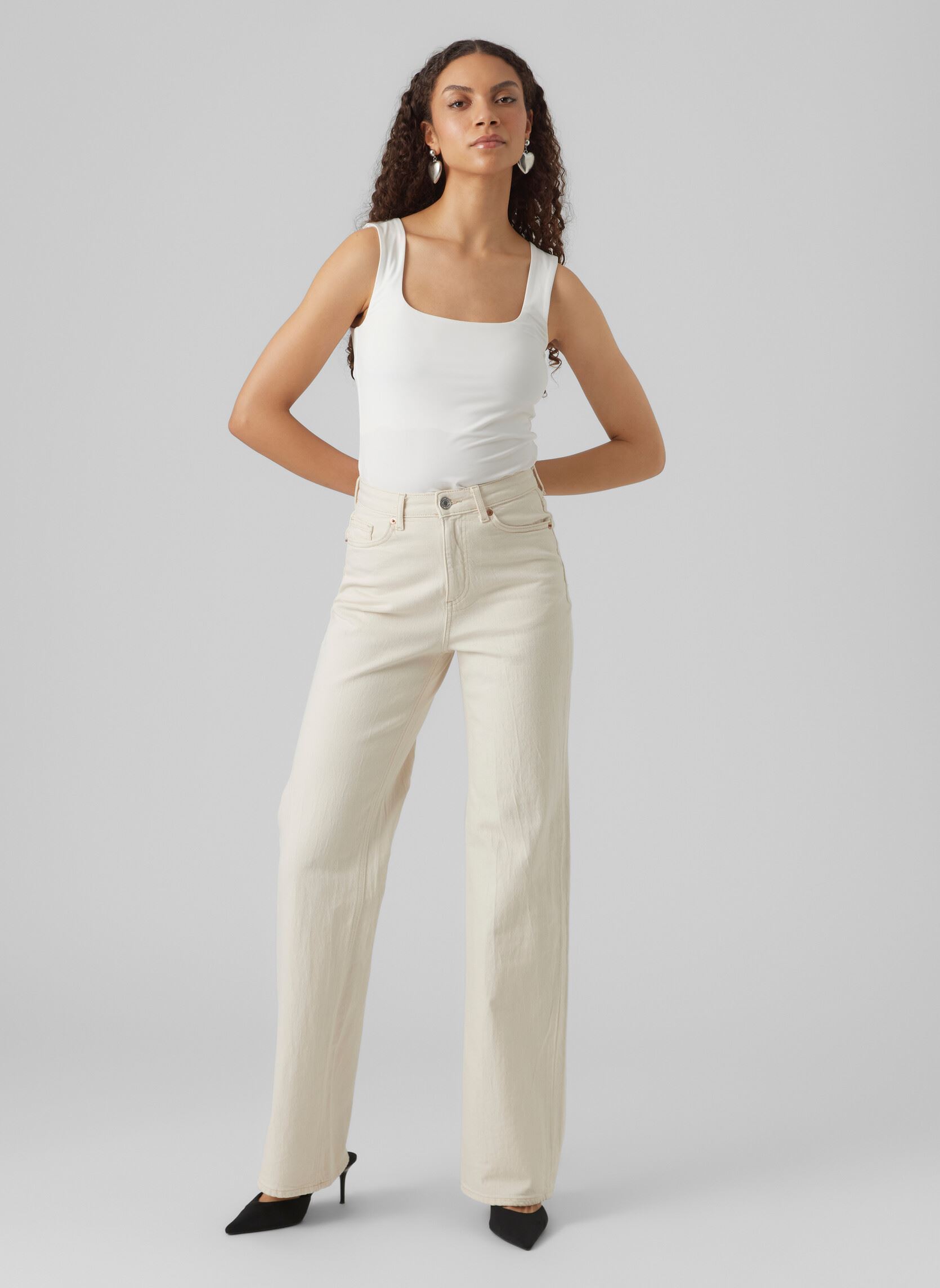 Wijde jeans / Flared Jeans Vmtessa Hr Wide Jeans Ecru Ga Noos dames wit Vero Moda Wijde jeans / Flared Jeans Vmtessa Hr Wide Jeans Ecru Ga Noos dames wit ECRU