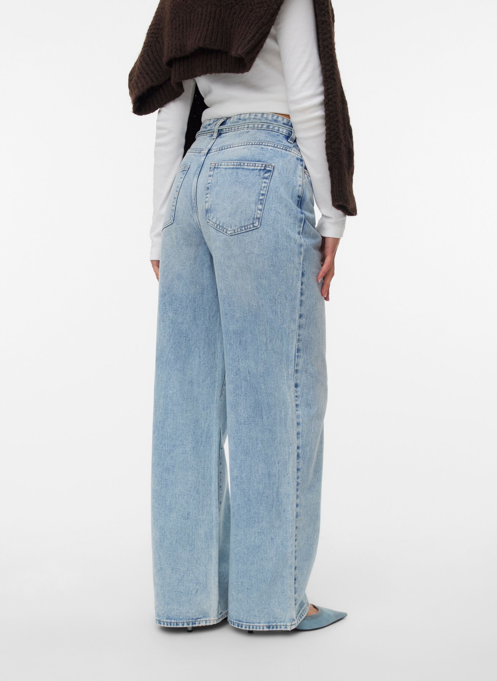 Wijde jeans / Flared Jeans Vmwien Mr Wide Belt Jeans Si338 Noos dames blauw Vero Moda Wijde jeans / Flared Jeans Vmwien Mr Wide Belt Jeans Si338 Noos dames blauw Light Blue Denim