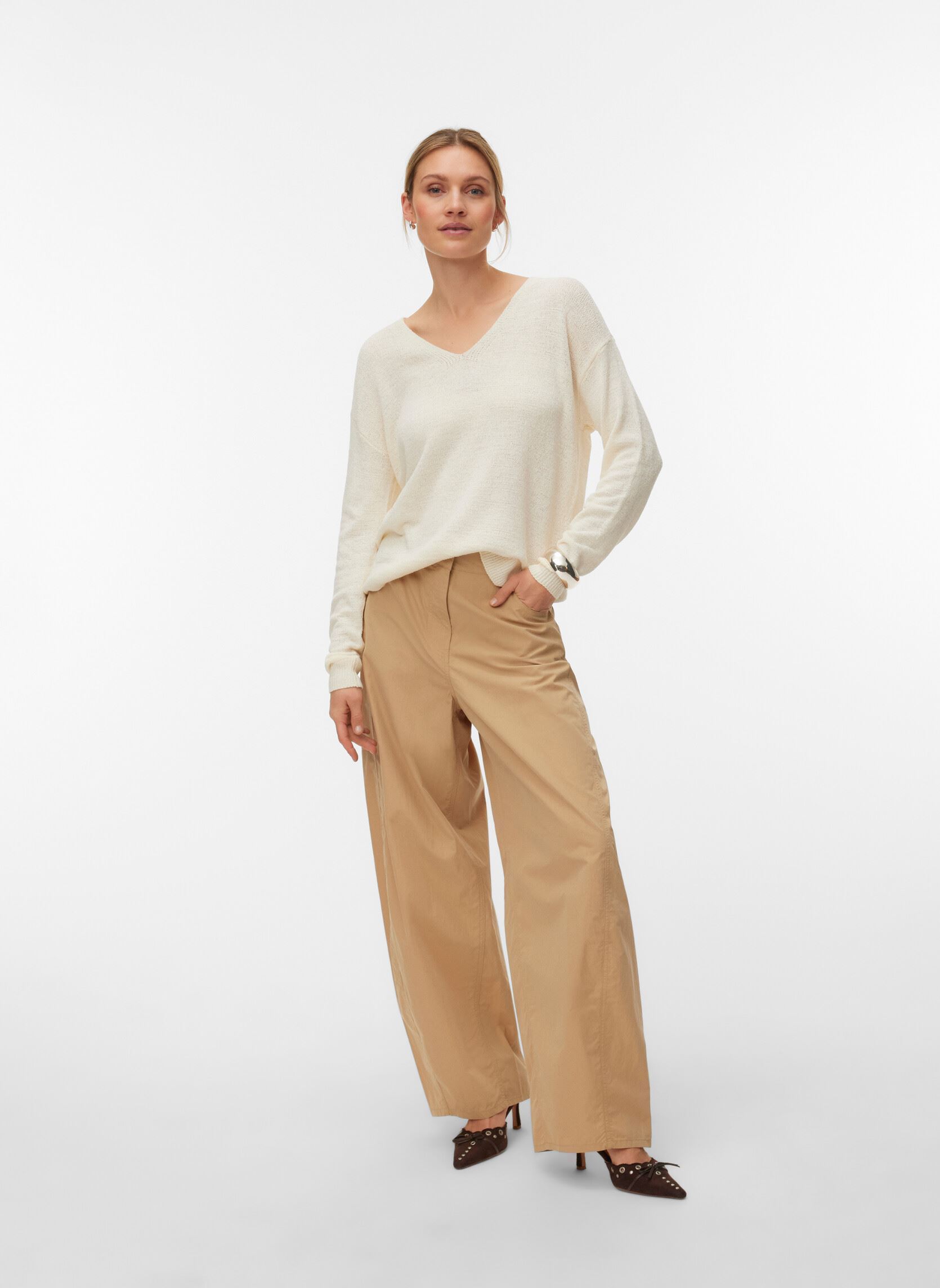Pullover Vmcharity Ls V-Neck Pullover Noos damen beige Vero Moda Pullover Vmcharity Ls V-Neck Pullover Noos damen beige Birch