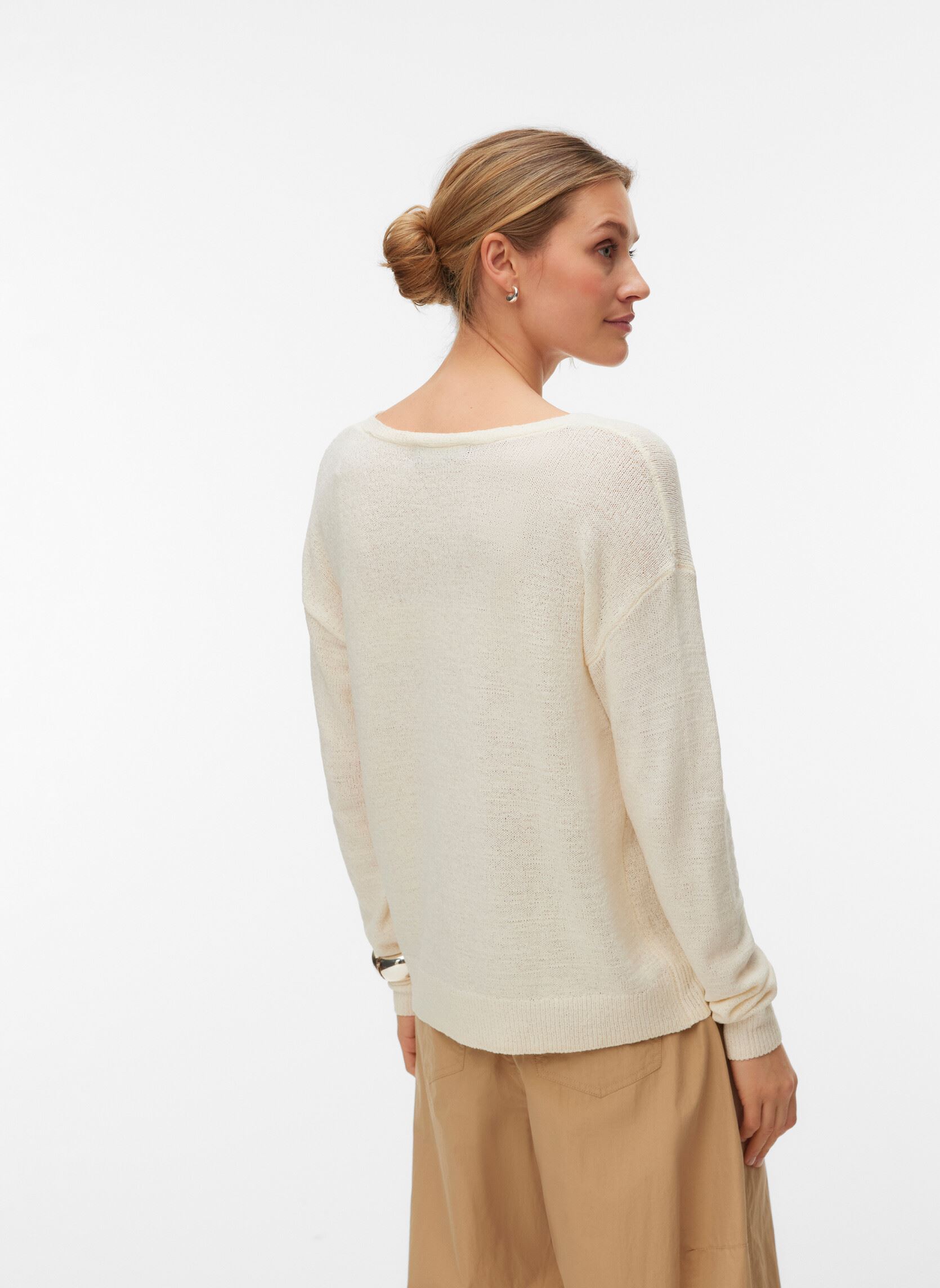Pullover Vmcharity Ls V-Neck Pullover Noos damen beige Vero Moda Pullover Vmcharity Ls V-Neck Pullover Noos damen beige Birch