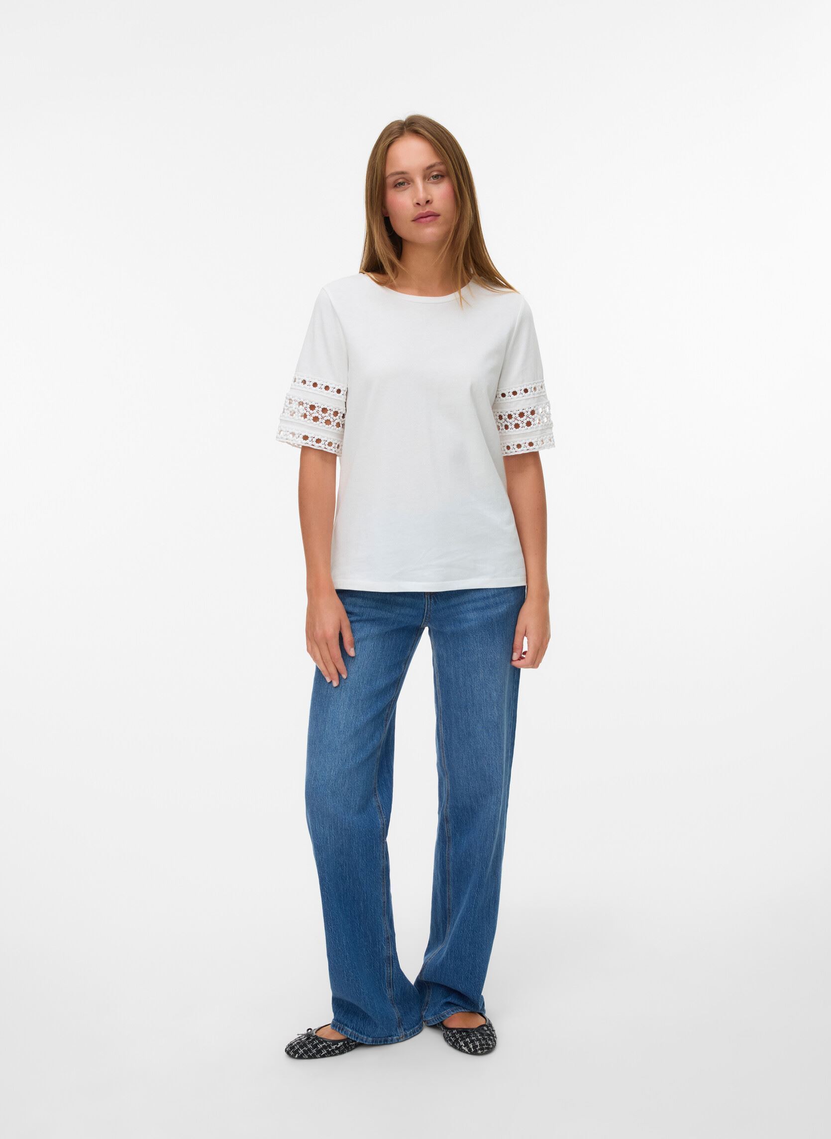 Blouses manches courtes Vmivacy 2/4 O-Neck Top Jrs Btq femme blanc Vero Moda Blouses manches courtes Vmivacy 2/4 O-Neck Top Jrs Btq femme blanc SNOW WHITE