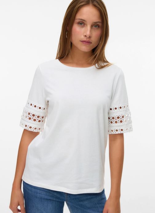 Vero Moda Blouses met korte mouwen Vmivacy 2/4 O-Neck Top Jrs Btq dames wit