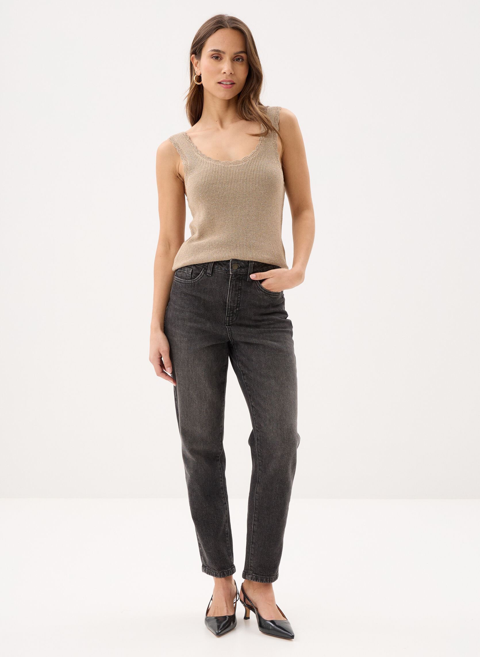 Hemdjes Vmlexie Shine Sl U-Neck Top Btq dames grijs Vero Moda Hemdjes Vmlexie Shine Sl U-Neck Top Btq dames grijs Silver Mink