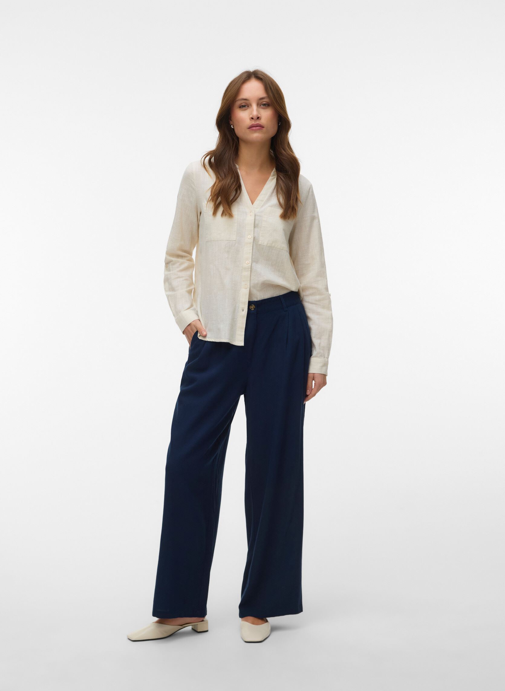 Wijde broeken Vmmymilo Nila Mw Wide Dad Pant Wvn Ga dames blauw Vero Moda Wijde broeken Vmmymilo Nila Mw Wide Dad Pant Wvn Ga dames blauw Navy Blazer