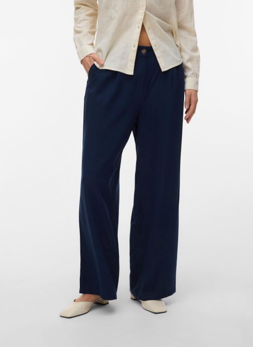 Vero Moda Pantalons larges Vmmymilo Nila Mw Wide Dad Pant Wvn Ga femme bleu