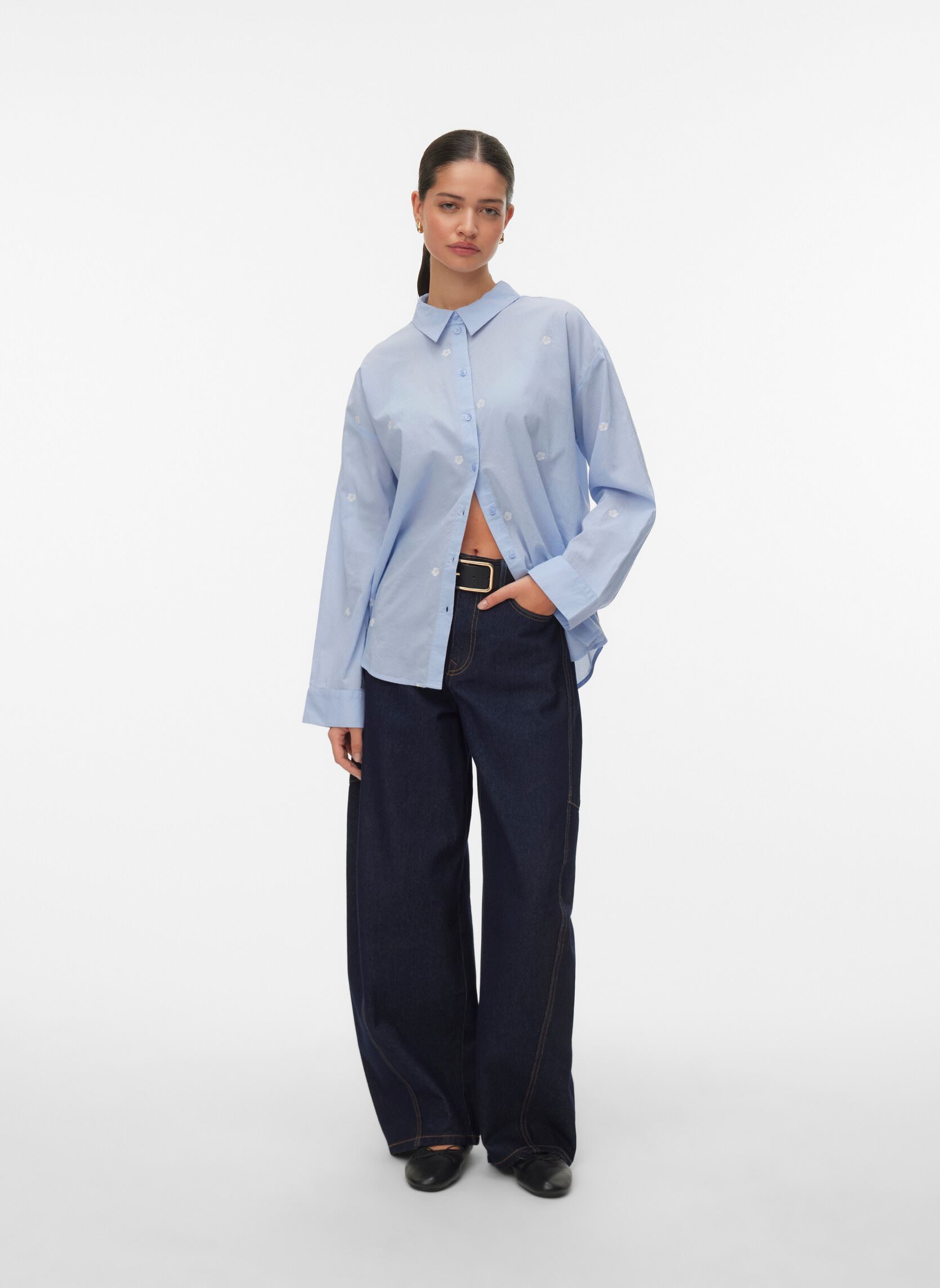 Chemises Vmodona Ls Shirt Wvn Noos femme bleu Vero Moda Chemises Vmodona Ls Shirt Wvn Noos femme bleu Brunnera Blue