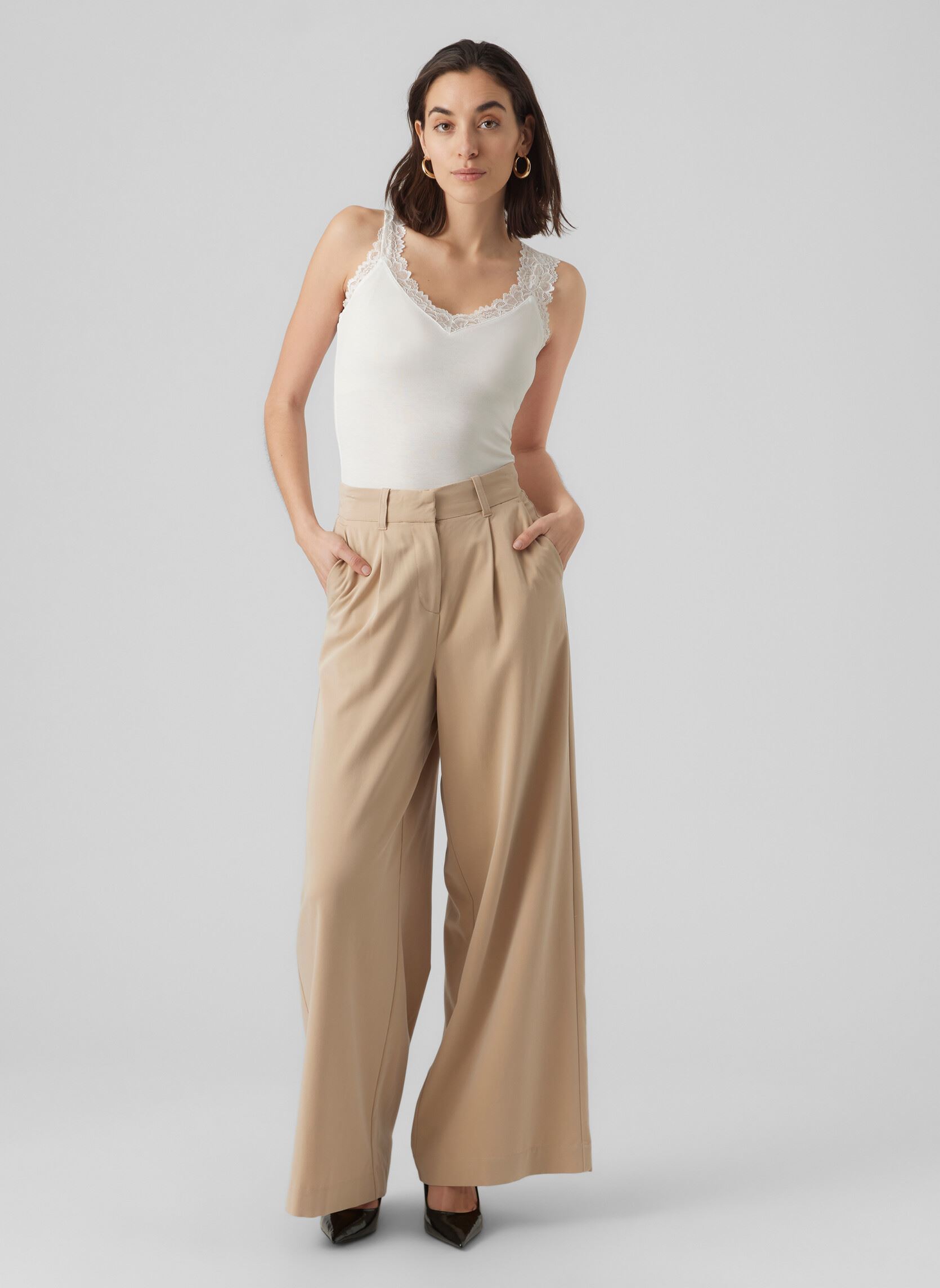 Hemdjes Vmrosa Sl Top Jrs Noos dames wit Vero Moda Hemdjes Vmrosa Sl Top Jrs Noos dames wit Snow white