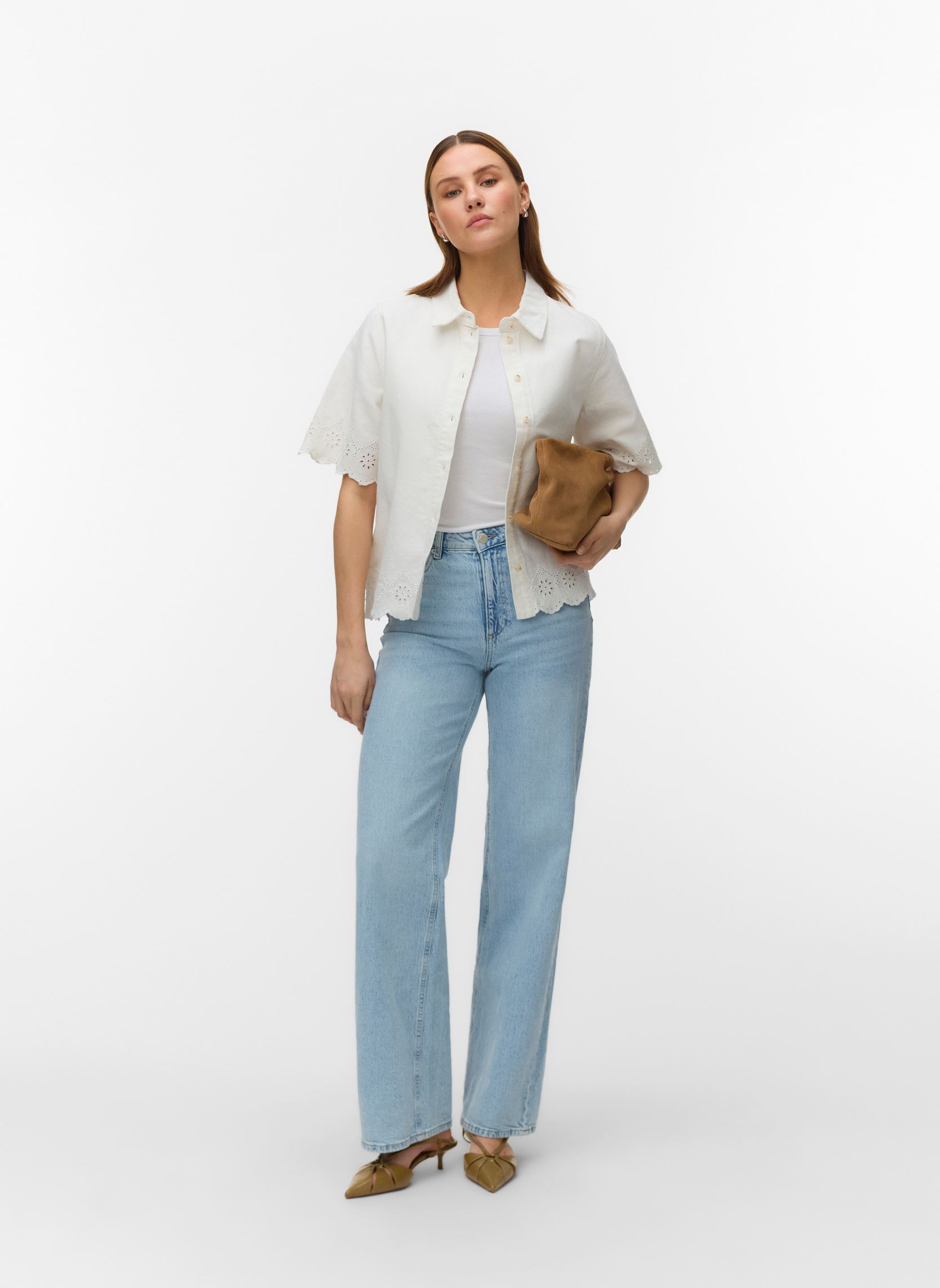 Hemden Vmalysa Ss Color Brod Shirt damen weiß Vero Moda Hemden Vmalysa Ss Color Brod Shirt damen weiß Bright white