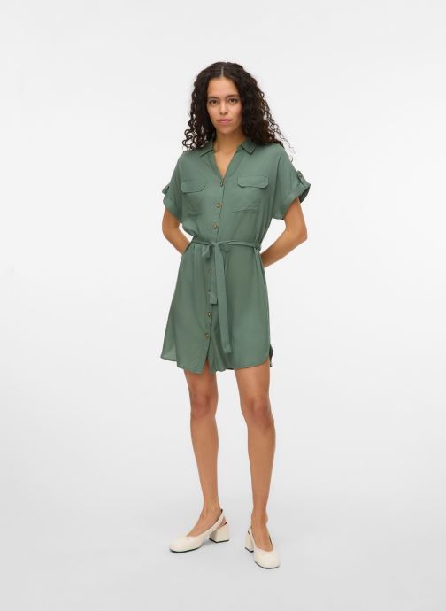 Vero Moda Overhemdjurken Vmbumpy Ss Short Shirt Dress Wvn Noos dames grijs