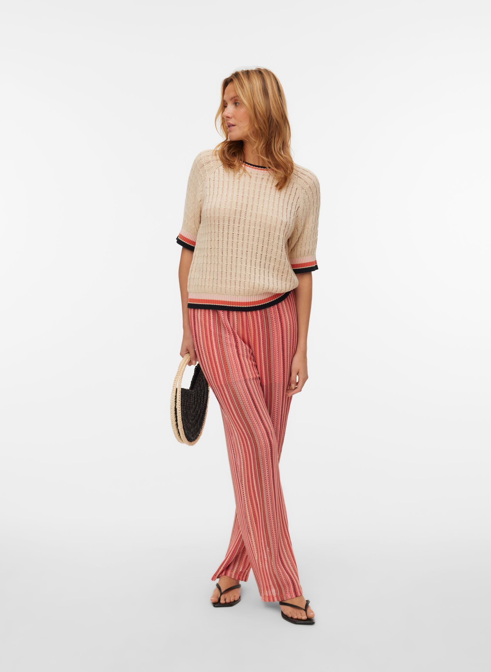 Wijde broeken Vmdemi Hw Pants Jrs Ga dames roze Vero Moda Wijde broeken Vmdemi Hw Pants Jrs Ga dames roze Coral Paradise