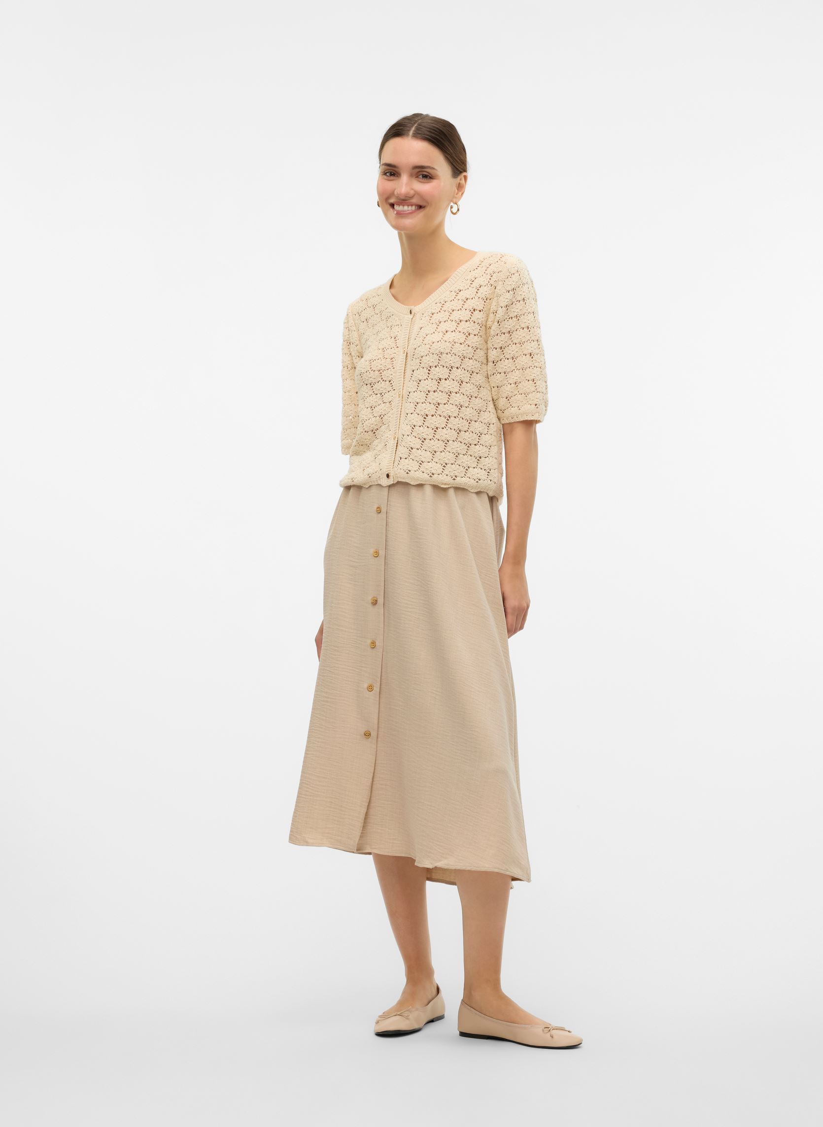 Gilets Vmkora 2/4 O-Neck Button Cardigan femme beige Vero Moda Gilets Vmkora 2/4 O-Neck Button Cardigan femme beige Birch