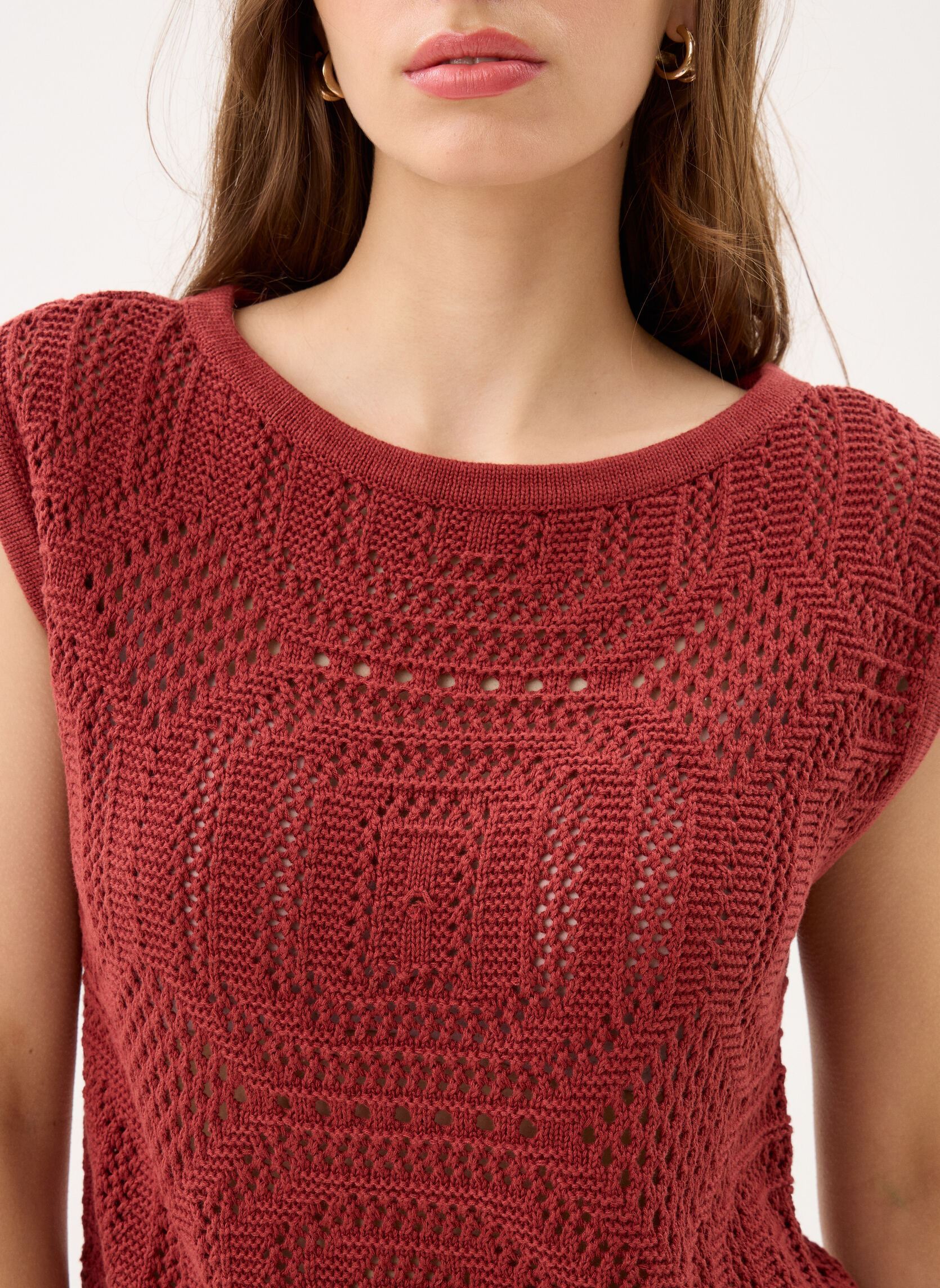 Tops Awbaylee Sl Boatneck Crochet Top femme marron Vero Moda Tops Awbaylee Sl Boatneck Crochet Top femme marron RUSSET BROWN