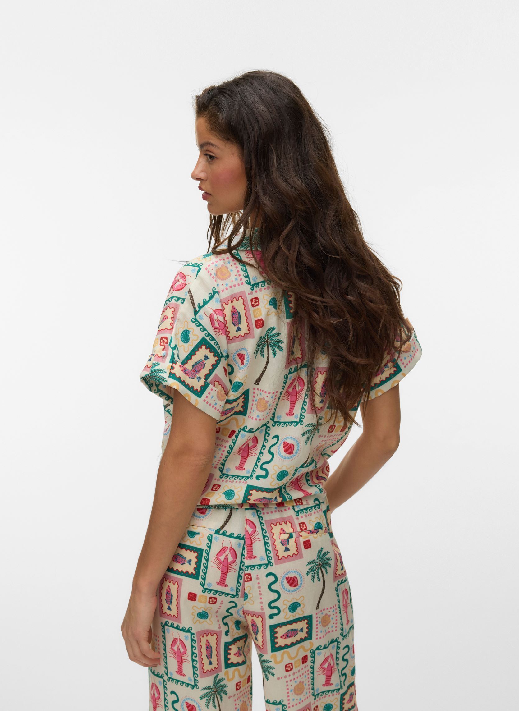 Hemden Vmbirdie Ss Button Bow Shirt Exp dames wit Vero Moda Hemden Vmbirdie Ss Button Bow Shirt Exp dames wit Star White