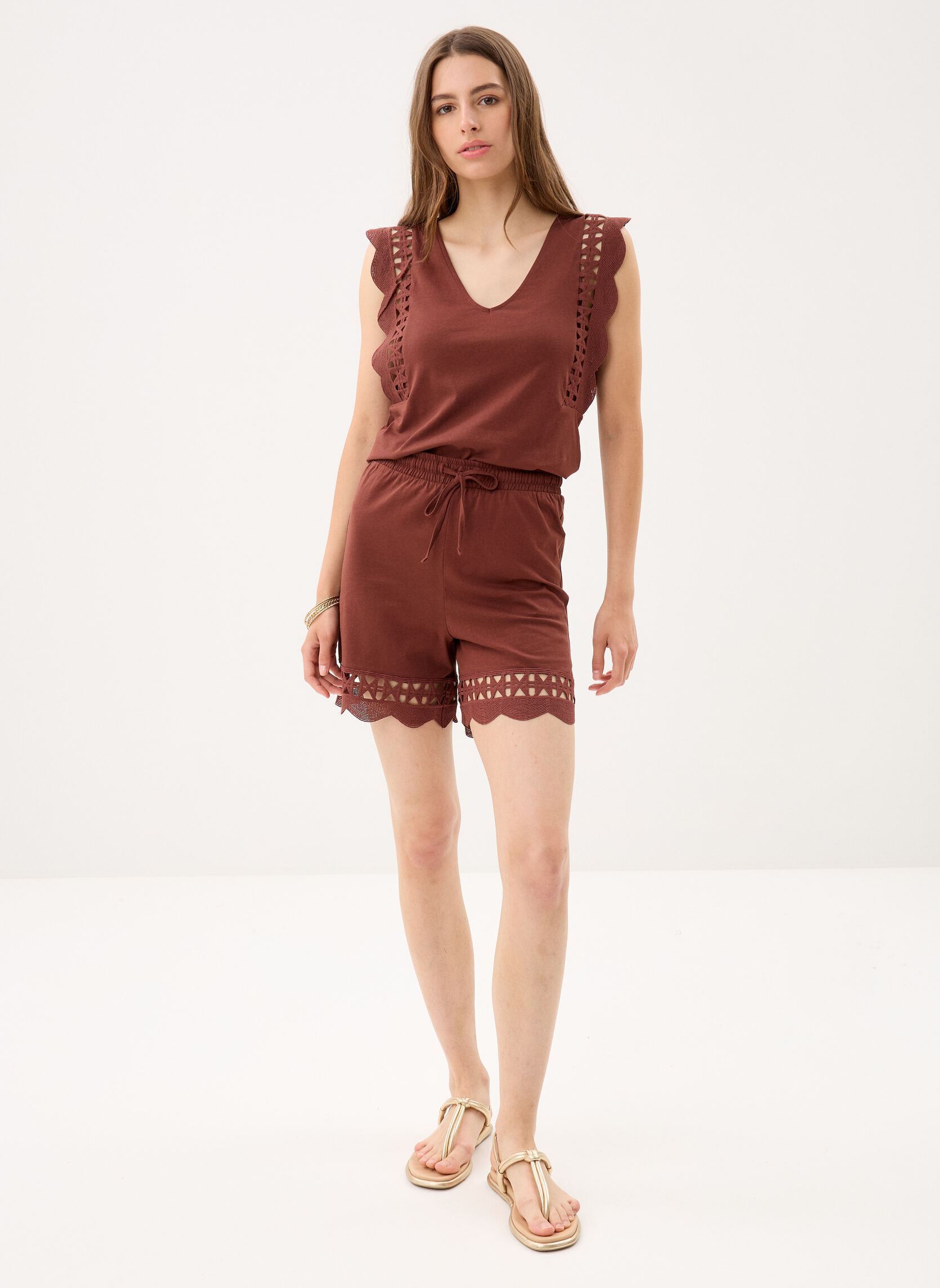 Tops Vmgabby Sl V-Neck Top Jrs Ga femme marron Vero Moda Tops Vmgabby Sl V-Neck Top Jrs Ga femme marron Andorra