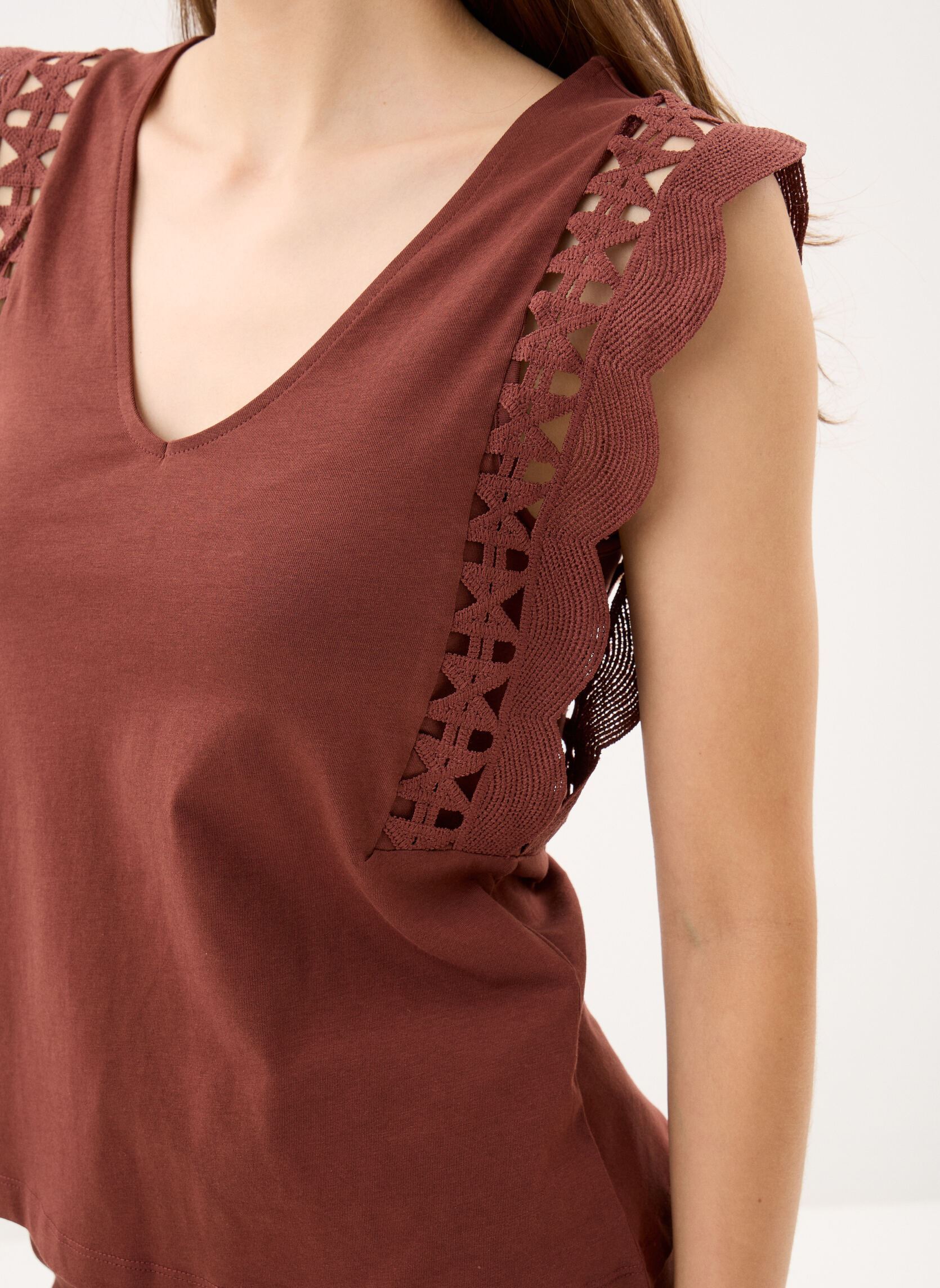 Tops Vmgabby Sl V-Neck Top Jrs Ga femme marron Vero Moda Tops Vmgabby Sl V-Neck Top Jrs Ga femme marron Andorra