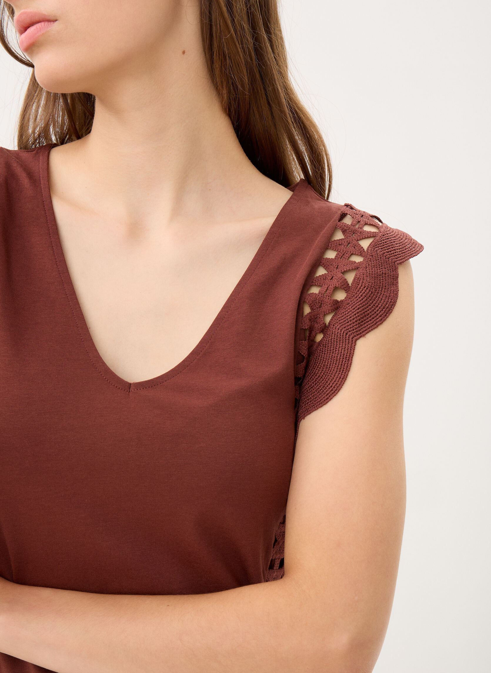 Tops Vmgabby Sl V-Neck Top Jrs Ga femme marron Vero Moda Tops Vmgabby Sl V-Neck Top Jrs Ga femme marron Andorra