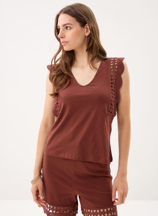 Vero Moda Tops Vmgabby Sl V-Neck Top Jrs Ga femme marron