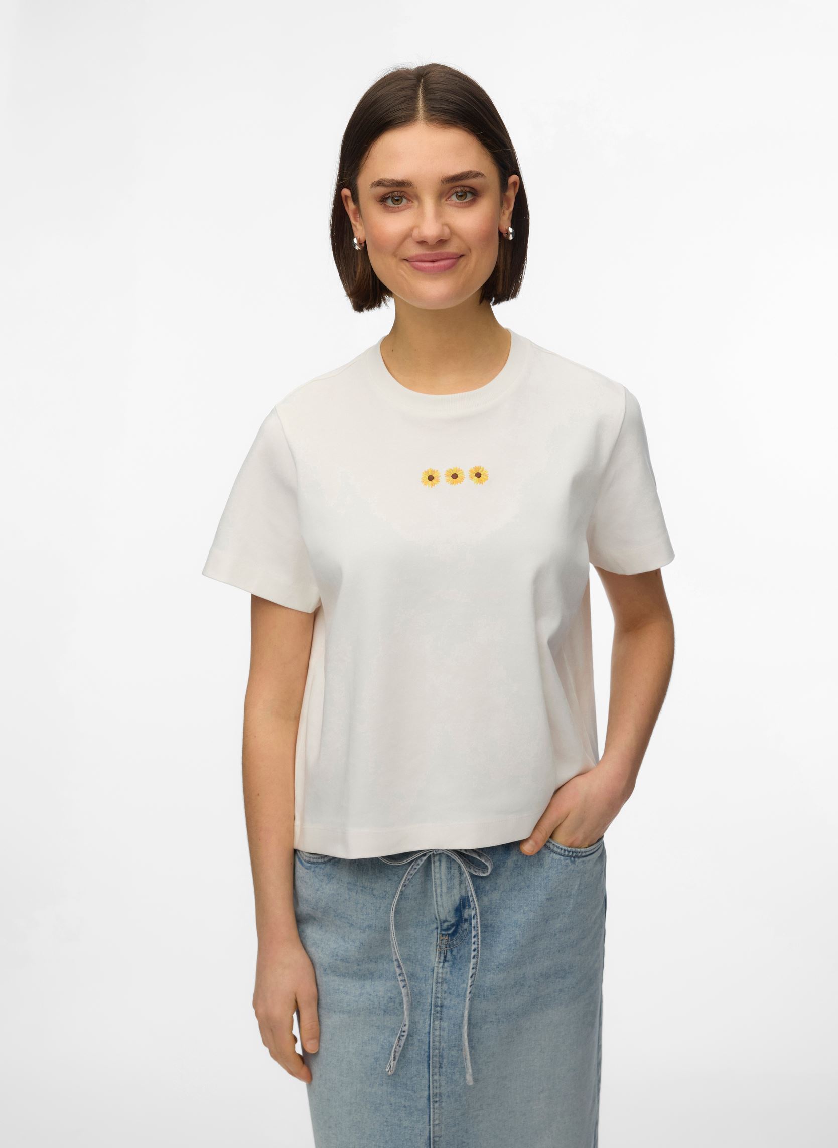 Vêtements Vero Moda Vmsara Mette Ss Top Box Jrs Noos pour