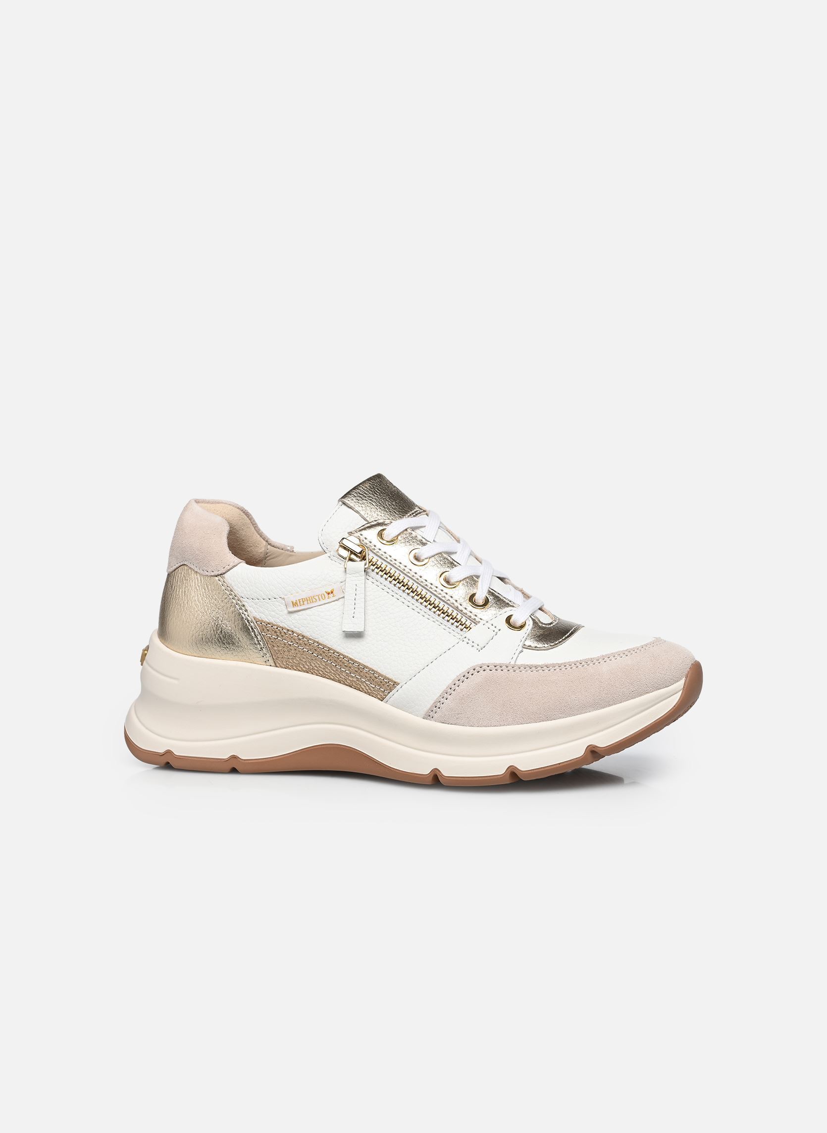 Baskets compensées Hanouk femme beige Mephisto Baskets compensées Hanouk femme beige Fog