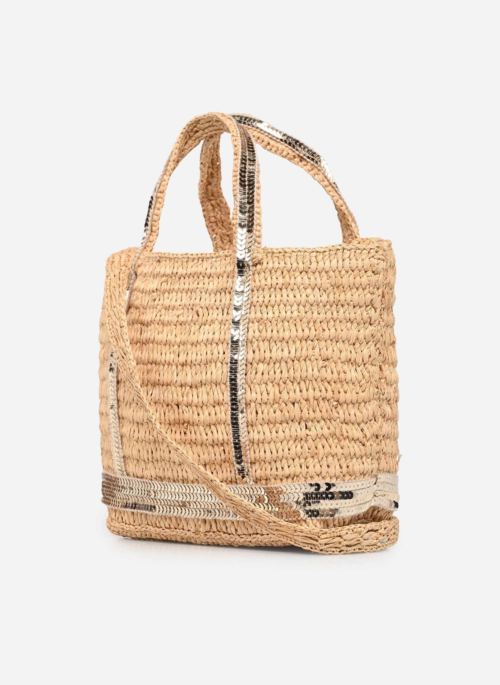 Cabas Cabas XS Raphia et Paillettes femme beige Vanessa Bruno Cabas Cabas XS Raphia et Paillettes femme beige OR