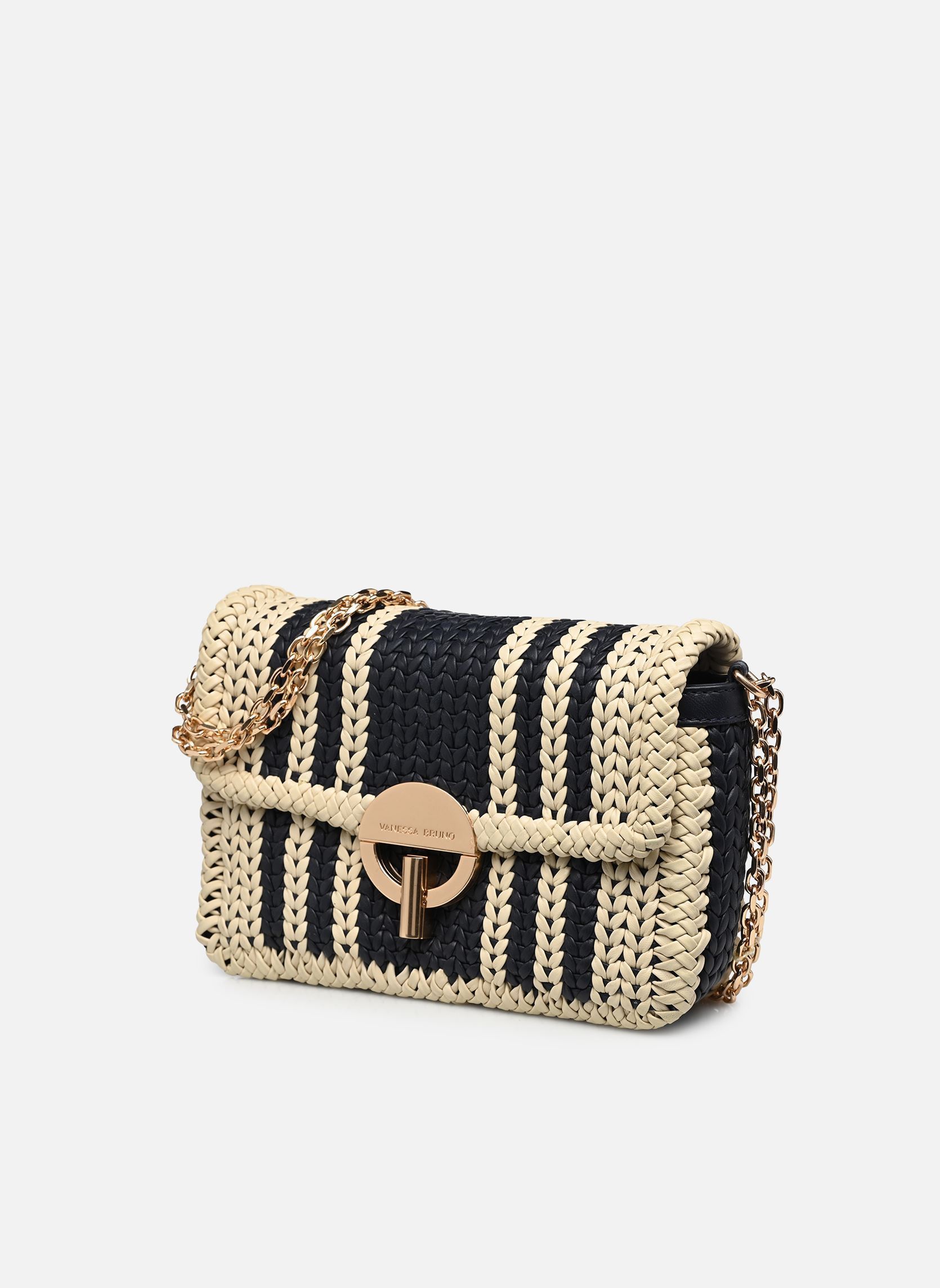 Schoudertassen Moon Moyen cuir Rayures Bicolore dames blauw Vanessa Bruno Schoudertassen Moon Moyen cuir Rayures Bicolore dames blauw Marine/Creme