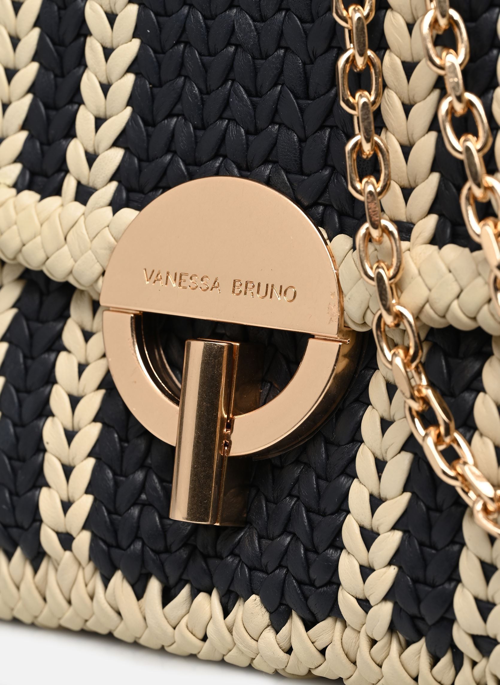 Schoudertassen Moon Moyen cuir Rayures Bicolore dames blauw Vanessa Bruno Schoudertassen Moon Moyen cuir Rayures Bicolore dames blauw Marine/Creme