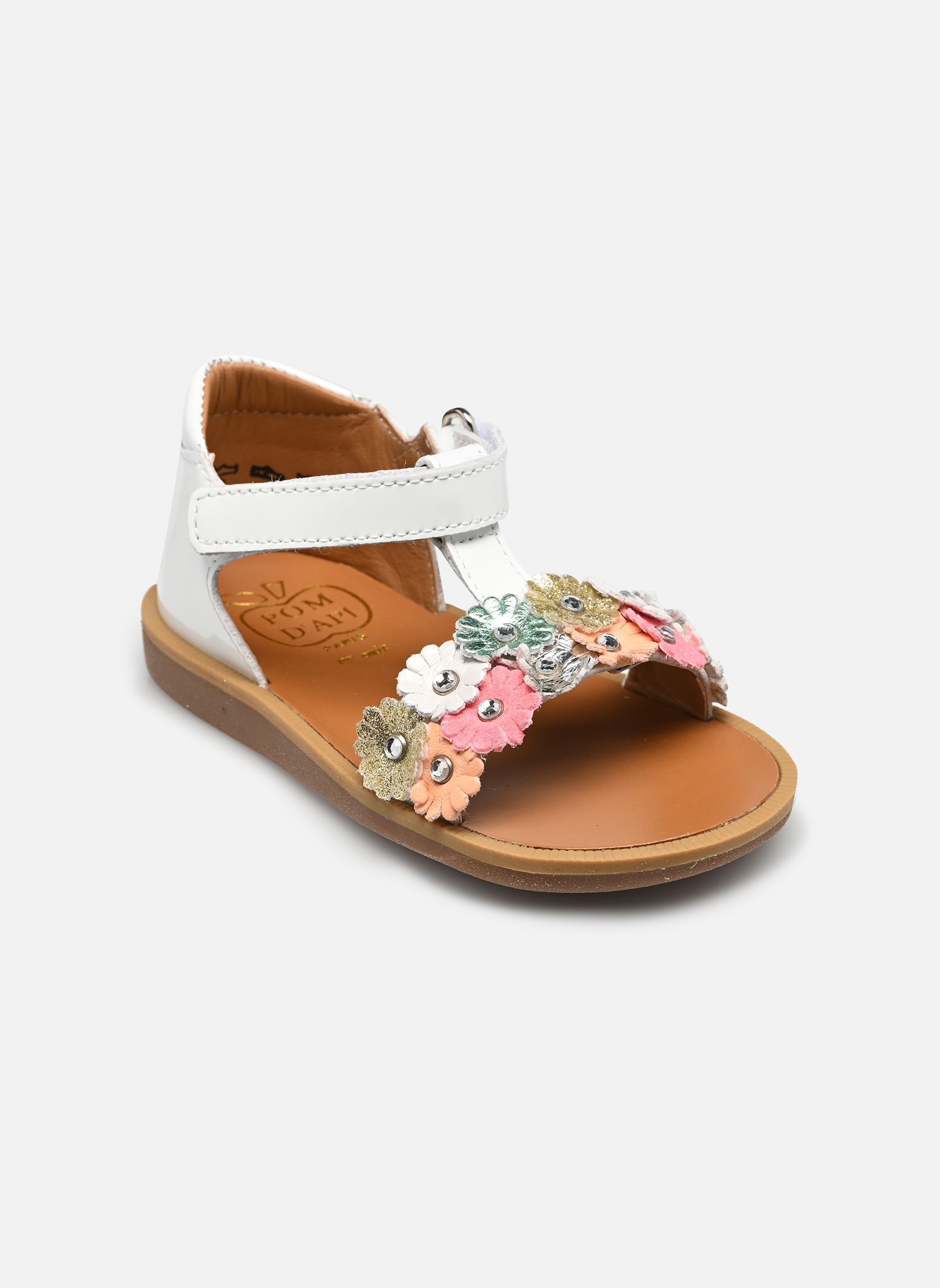 Sandales Poppy Strass Flowers fille blanc Pom d Api Sandales Poppy Strass Flowers fille blanc Blanco-Multi