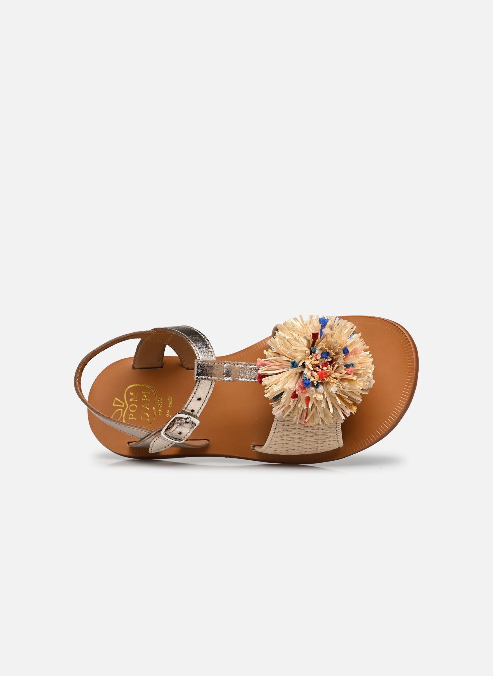 Sandales Plagette Pompom fille multicolore Pom d Api Sandales Plagette Pompom fille multicolore Oro Pala-Crema