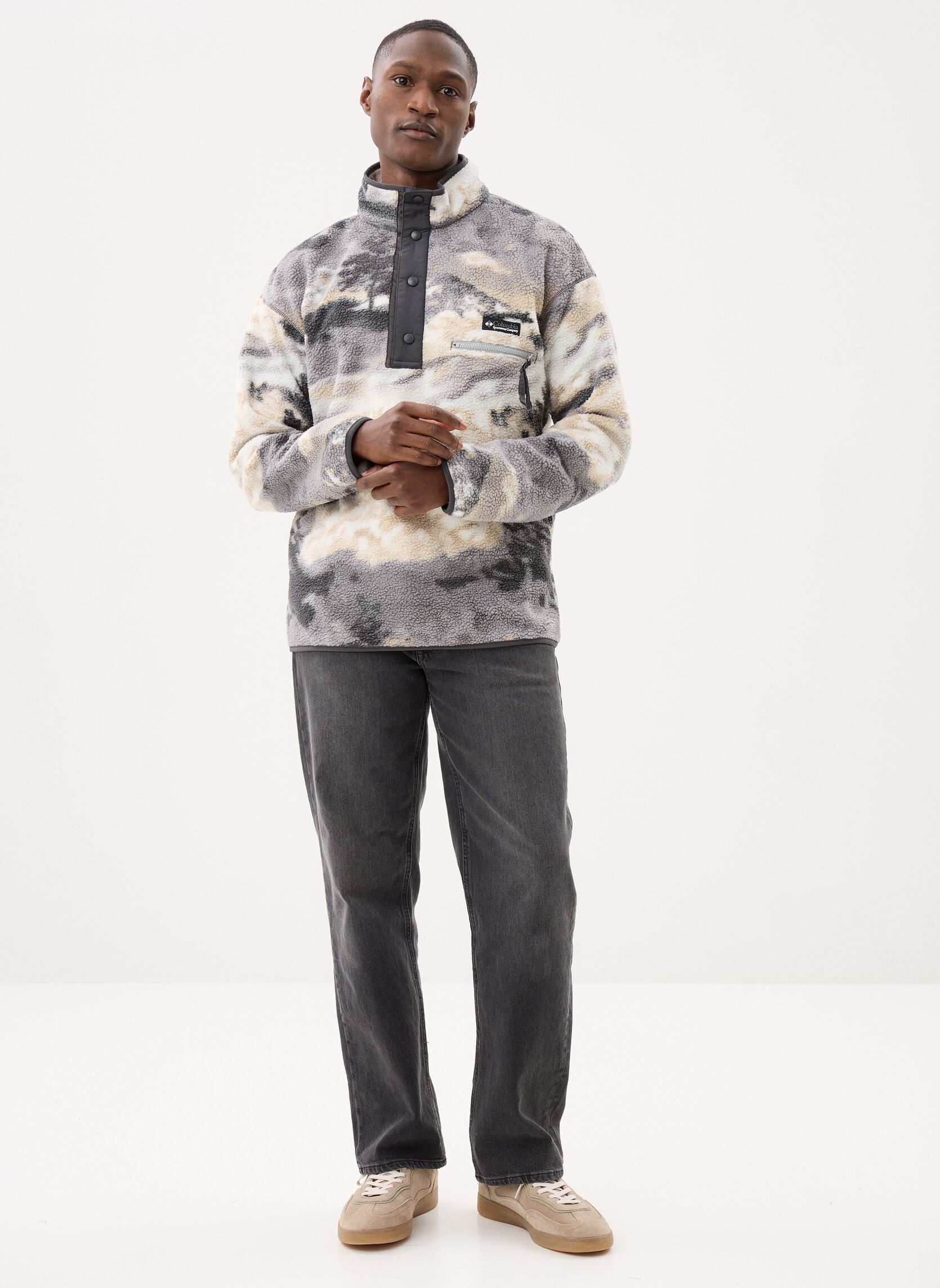 Fleece truien Helvetia™ II Printed Half Snap Fleece heren grijs Columbia Fleece truien Helvetia™ II Printed Half Snap Fleece heren grijs SHARK, DREAMING