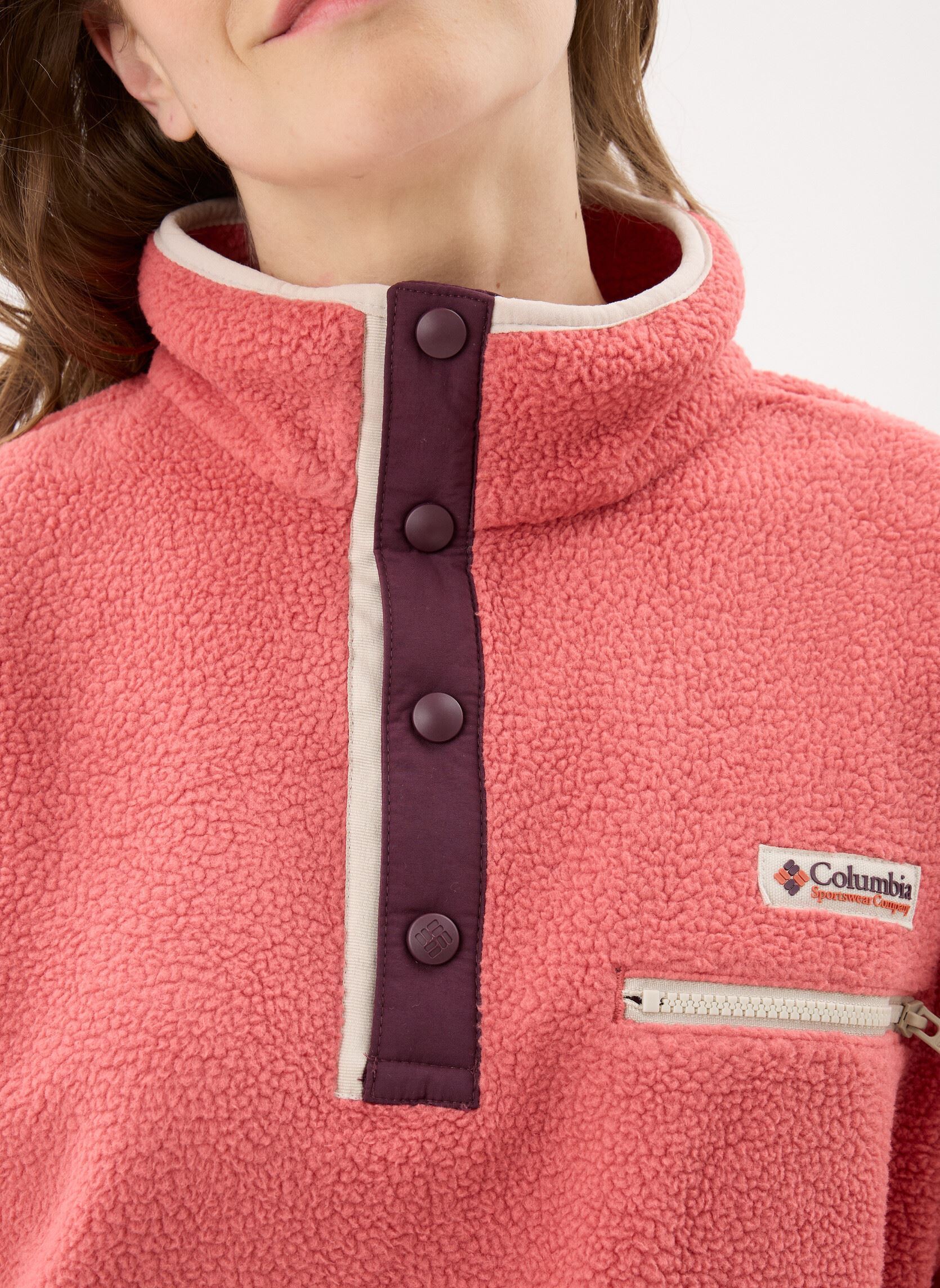 Fleece-Pullover Helvetia™ II Cropped Half Snap Fleece damen rot Columbia Fleece-Pullover Helvetia™ II Cropped Half Snap Fleece damen rot WASHED RED, MOONVISTA, DARK ST