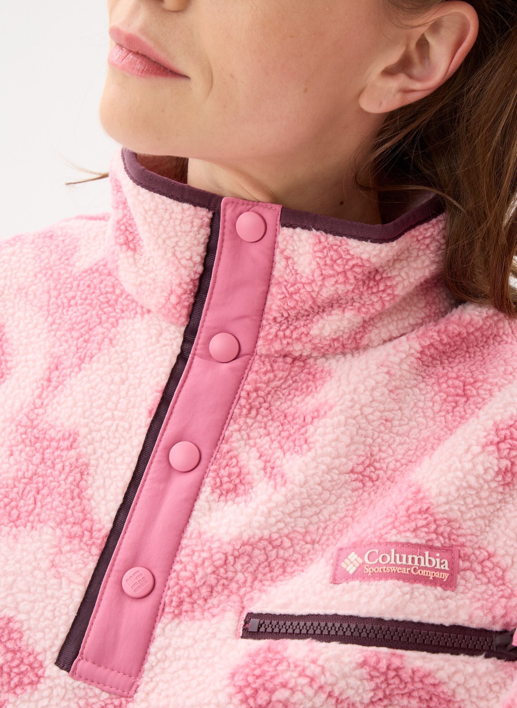 Maglioni in pile Helvetia™ II Printed Cropped Half Snap donna rosa Columbia Maglioni in pile Helvetia™ II Printed Cropped Half Snap donna rosa ROSETTE, SPRAYFLOWER