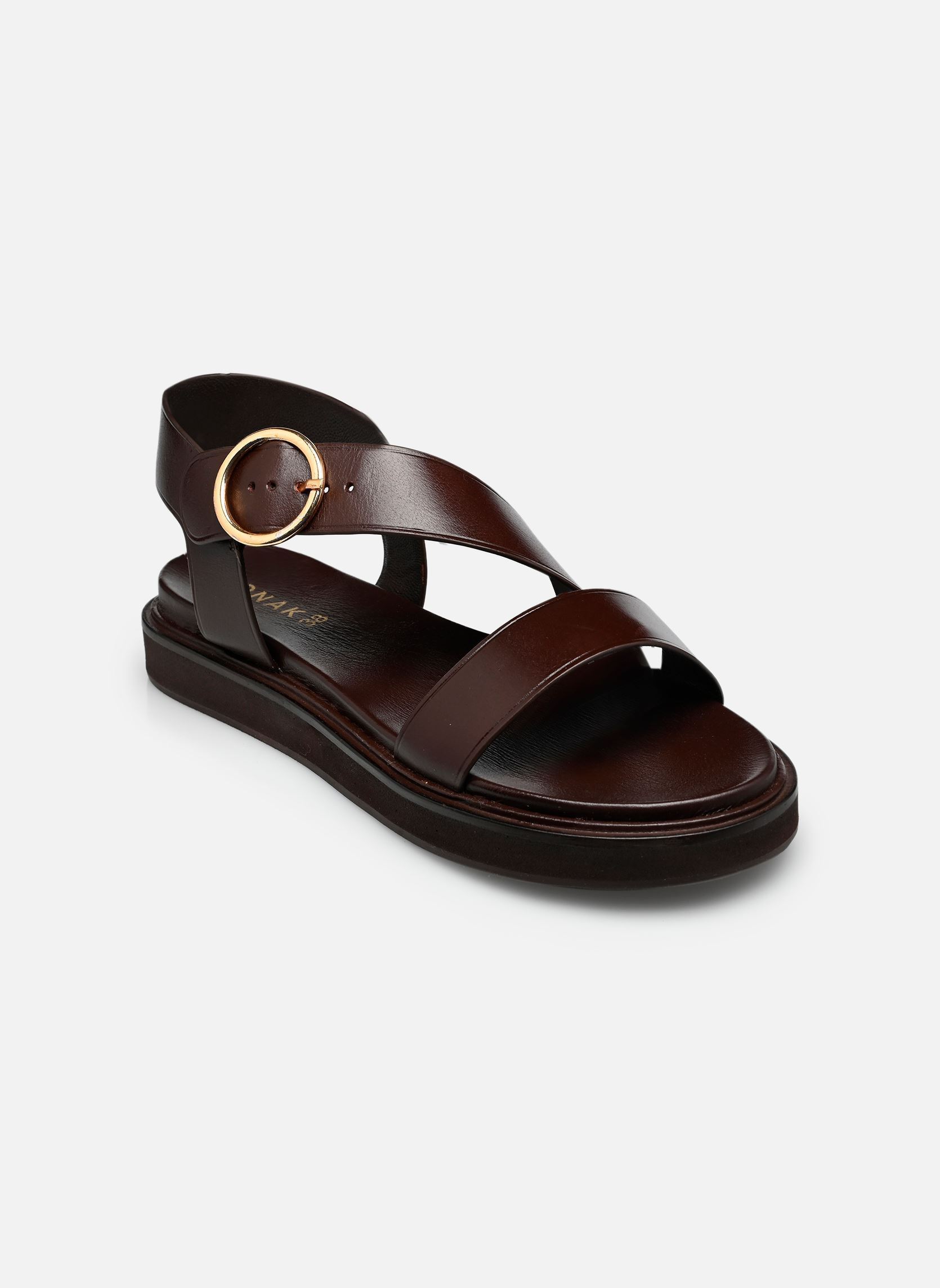 Sandales compensées et plateformes WASH femme marron Jonak Sandales compensées et plateformes WASH femme marron cuir marron foncé