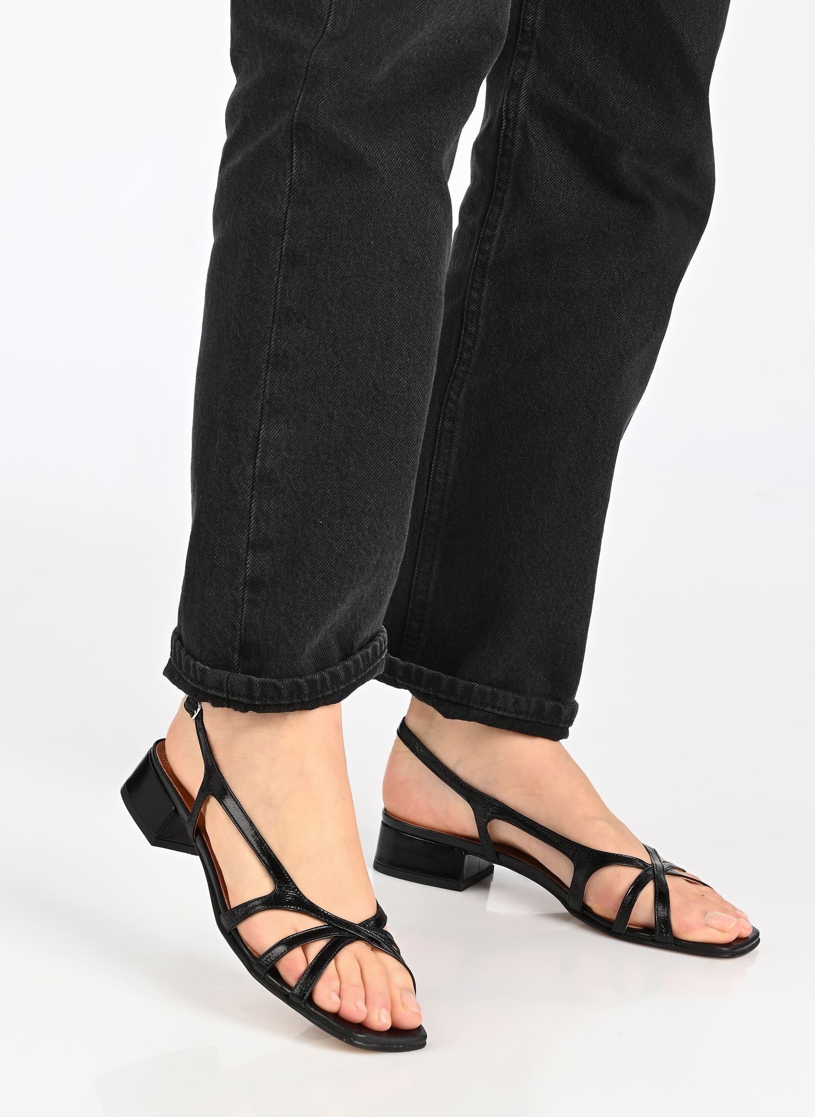 Sandales ARGOS femme noir Jonak Sandales ARGOS femme noir cuir brillant noir