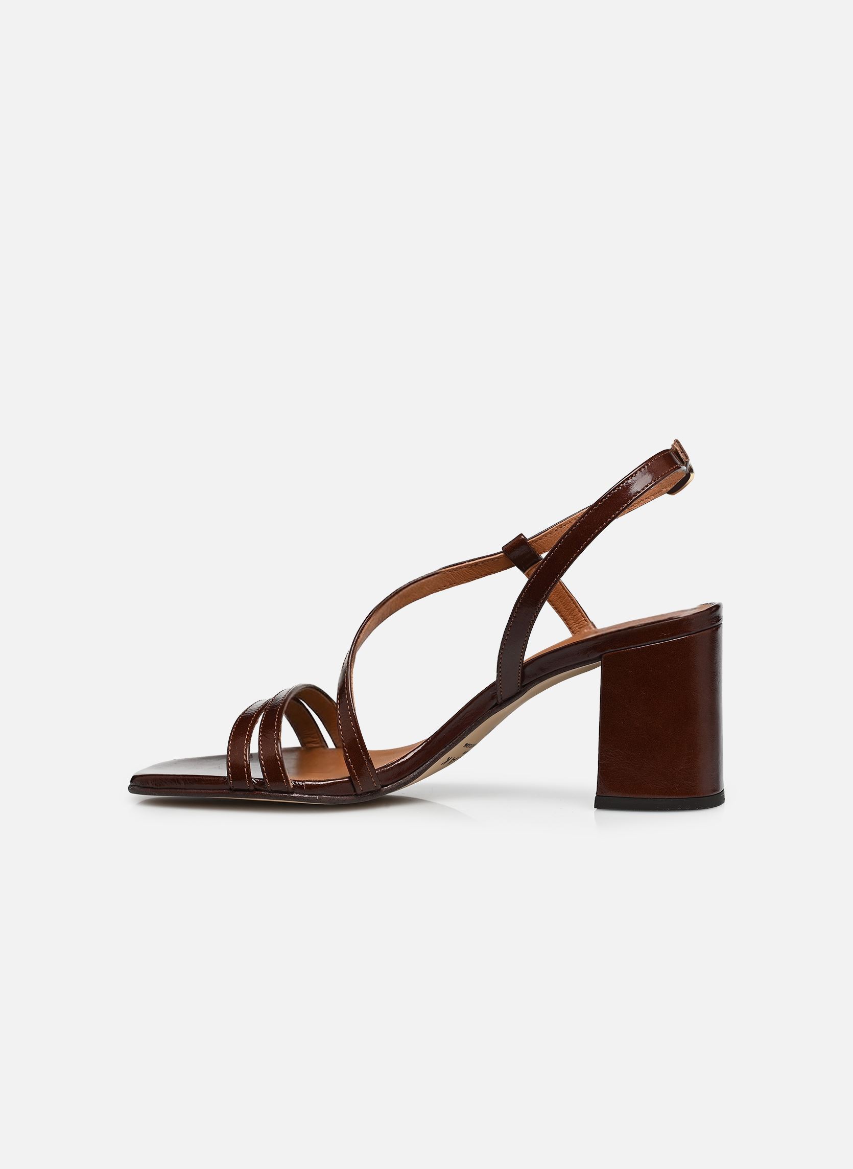 Sandales VIMY femme marron Jonak Sandales VIMY femme marron cuir brillant marron