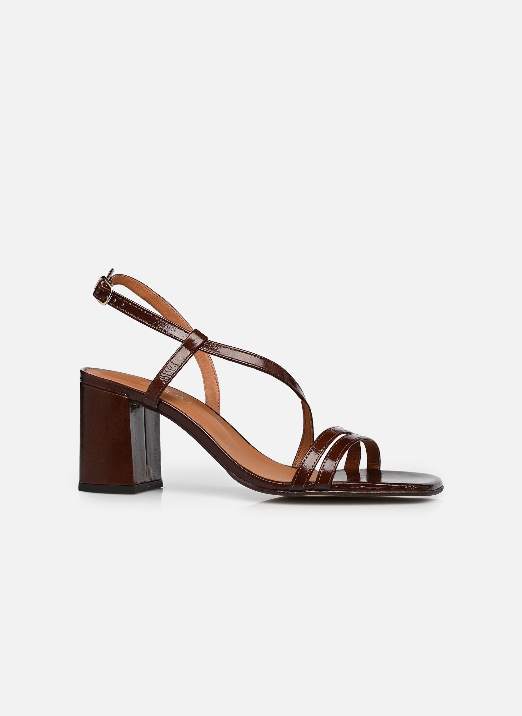 Sandales VIMY femme marron Jonak Sandales VIMY femme marron cuir brillant marron