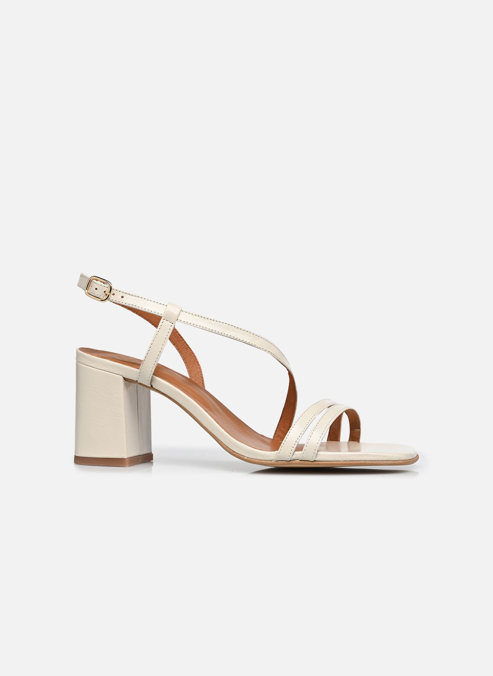 Sandales VIMY femme blanc Jonak Sandales VIMY femme blanc cuir brillant ecru