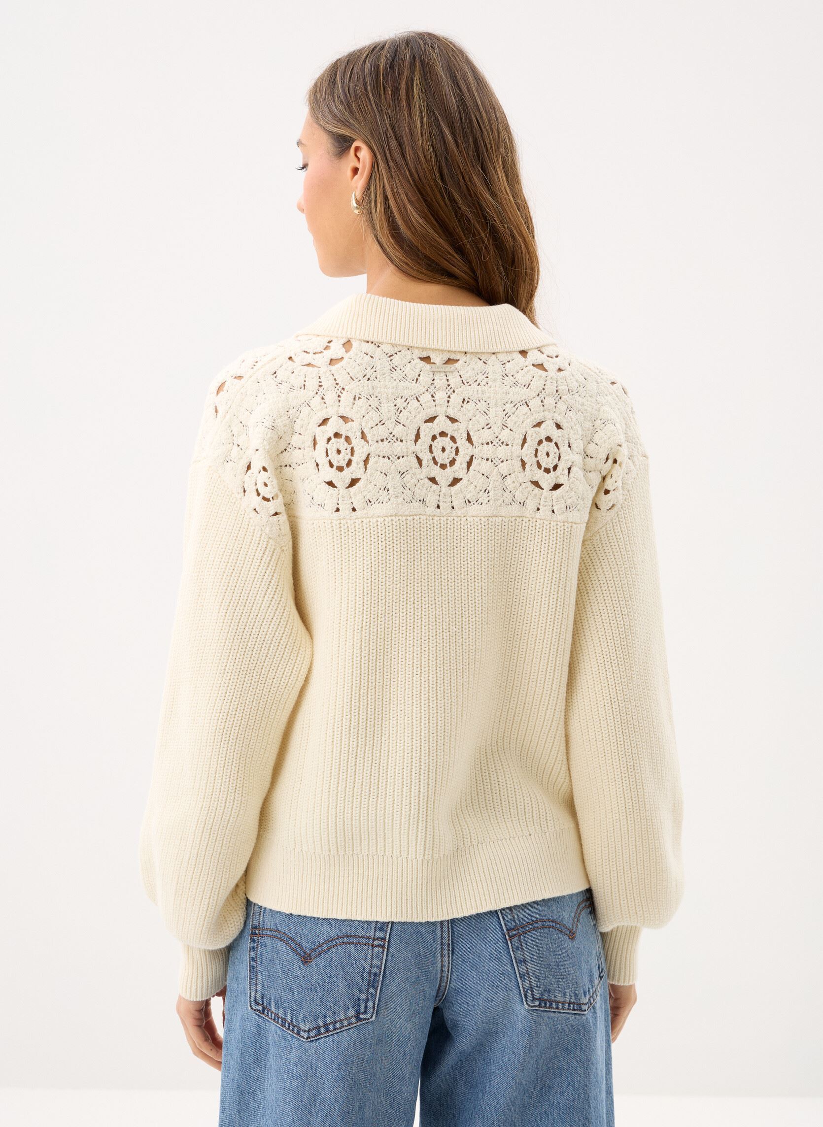 Pullover Bianca Crochet Polo Sweater-0059W damen weiß Levi's Pullover Bianca Crochet Polo Sweater-0059W damen weiß NEUTRALS