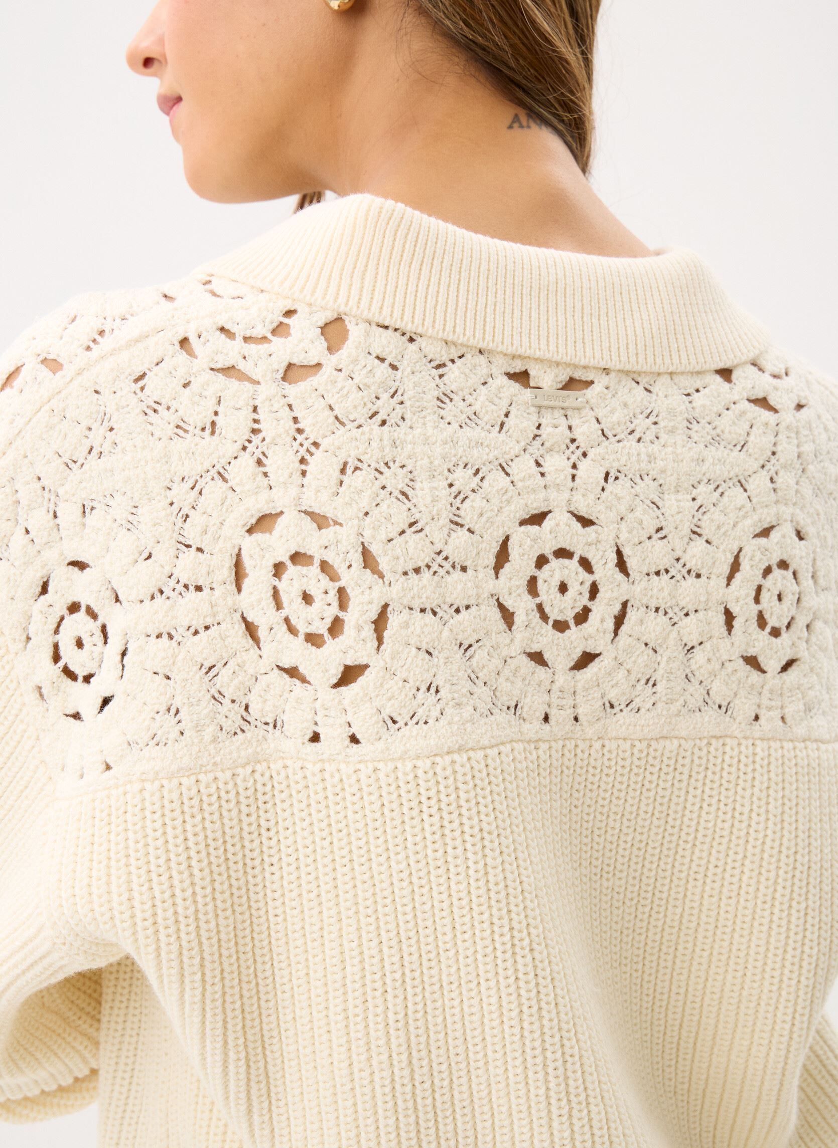 Pullover Bianca Crochet Polo Sweater-0059W damen weiß Levi's Pullover Bianca Crochet Polo Sweater-0059W damen weiß NEUTRALS