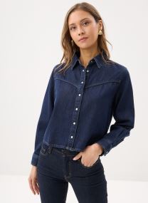 Chemises manches longues Logan Tencel Shacket-005DW femme bleu