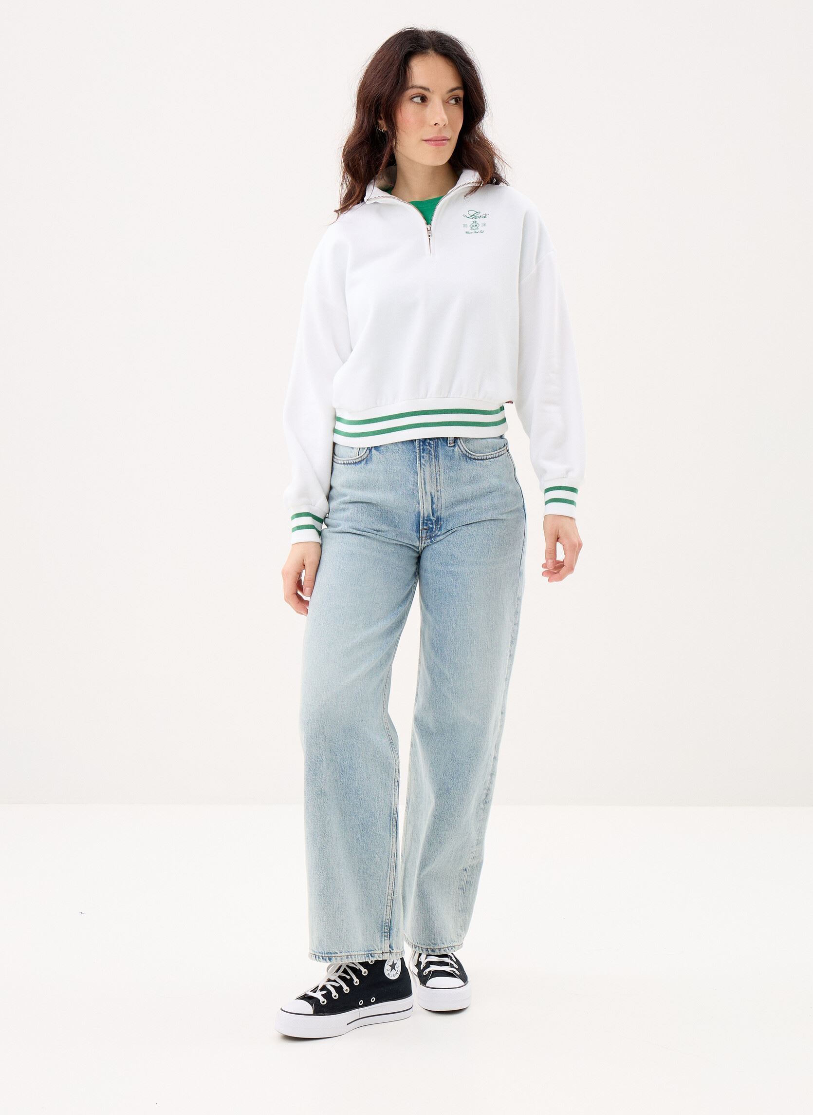 Sweatshirts Gr Everyday 1/4 Zip-005OX femme blanc Levi's Sweatshirts Gr Everyday 1/4 Zip-005OX femme blanc 1/4 Zip Crest Levi'S Bright Wh