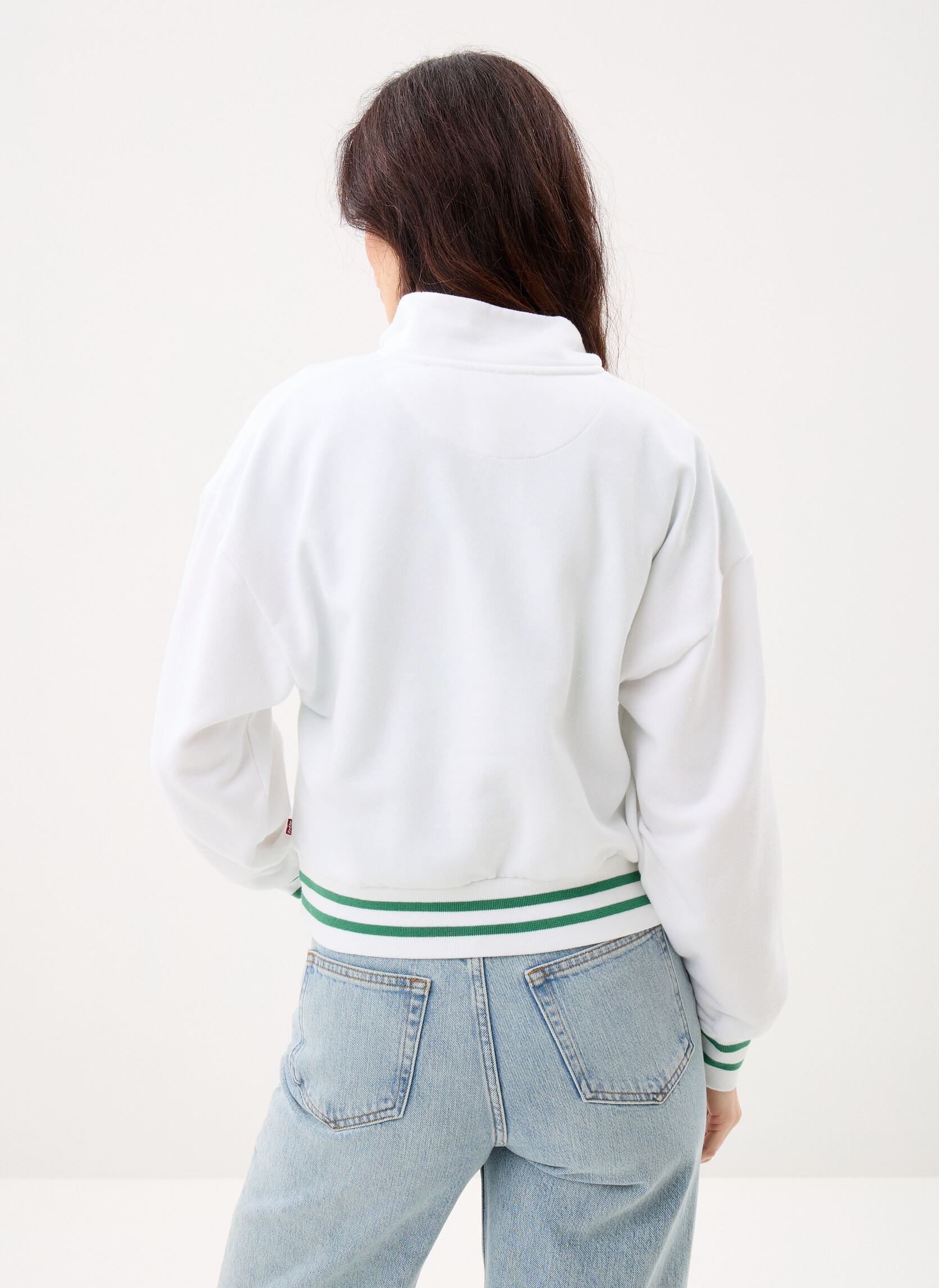 Sweatshirts Gr Everyday 1/4 Zip-005OX femme blanc Levi's Sweatshirts Gr Everyday 1/4 Zip-005OX femme blanc 1/4 Zip Crest Levi'S Bright Wh