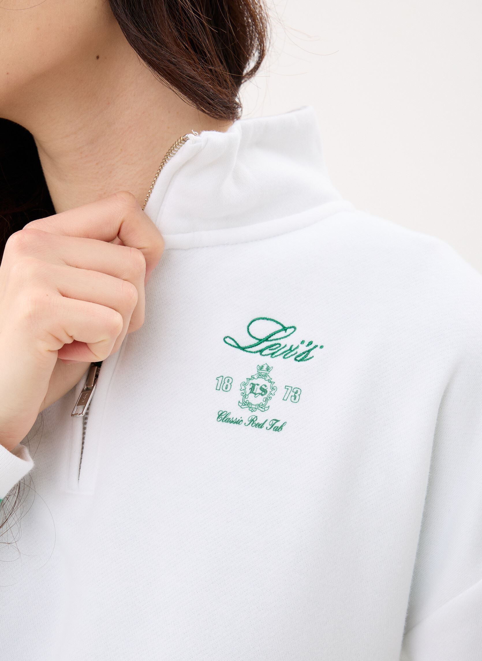 Sweatshirts Gr Everyday 1/4 Zip-005OX femme blanc Levi's Sweatshirts Gr Everyday 1/4 Zip-005OX femme blanc 1/4 Zip Crest Levi'S Bright Wh