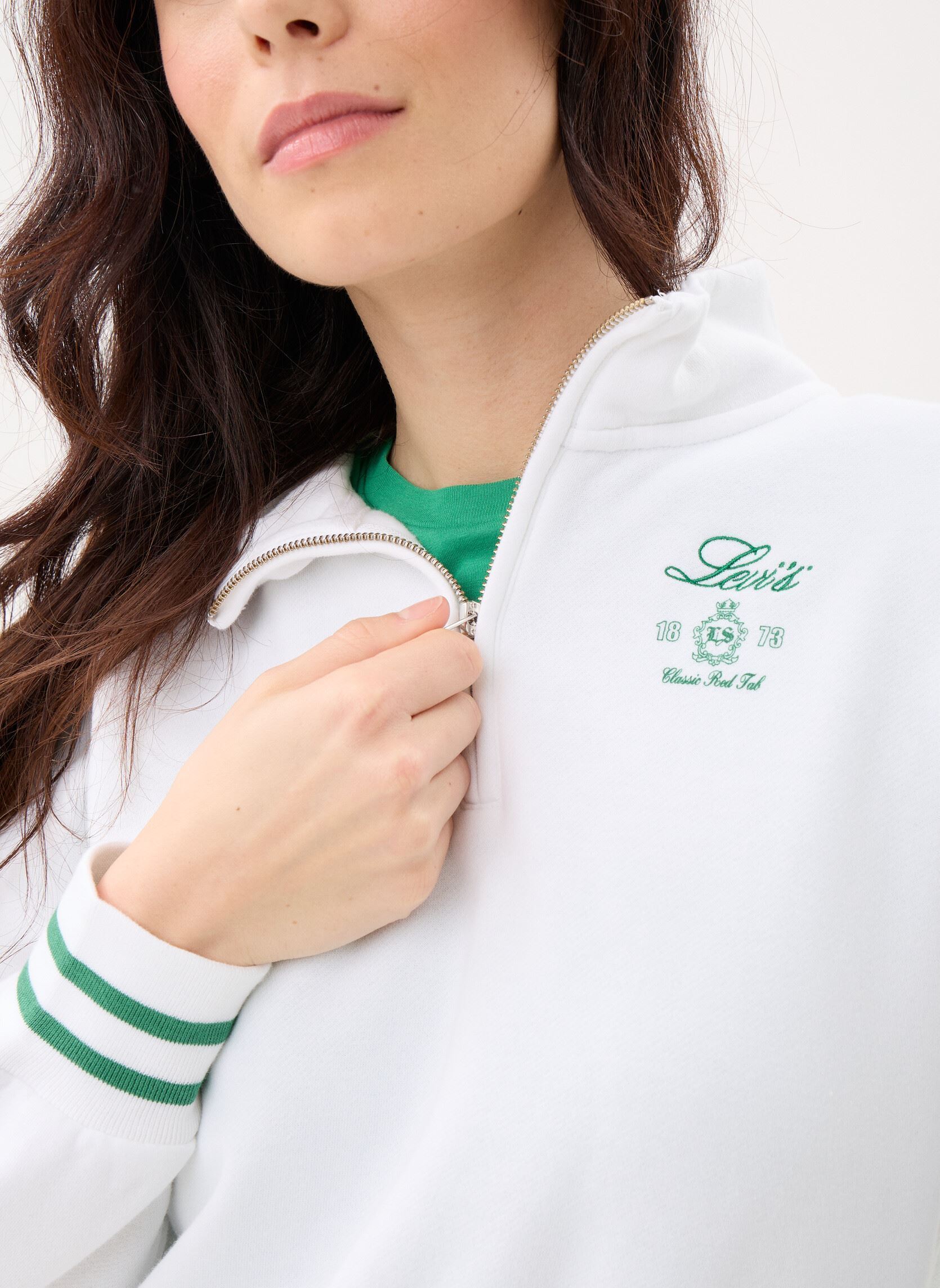 Sweatshirts Gr Everyday 1/4 Zip-005OX femme blanc Levi's Sweatshirts Gr Everyday 1/4 Zip-005OX femme blanc 1/4 Zip Crest Levi'S Bright Wh