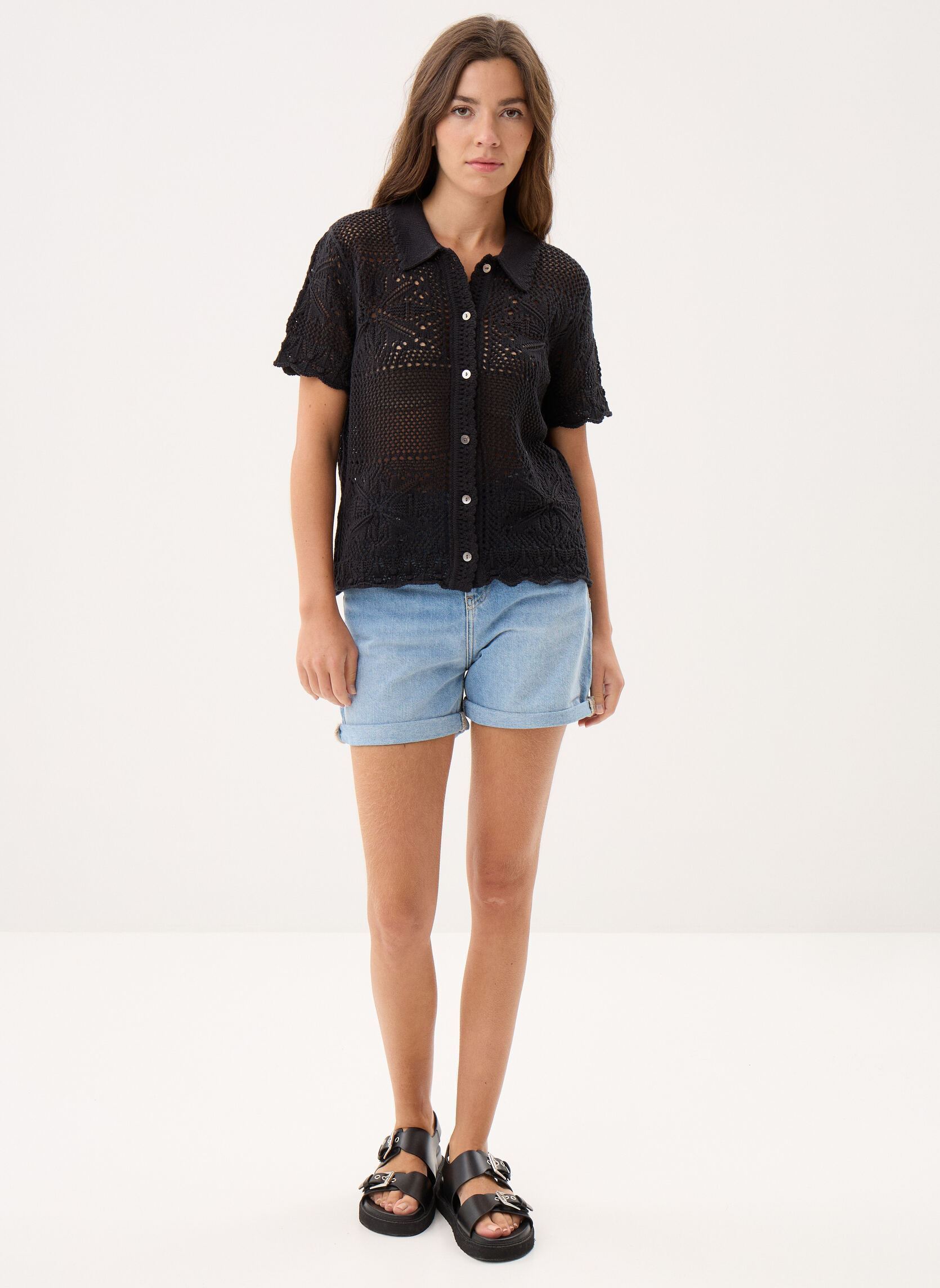Truien Susanna Floral Crochet-005A9 dames zwart Levi's Truien Susanna Floral Crochet-005A9 dames zwart ANTHRACITE NIGHT