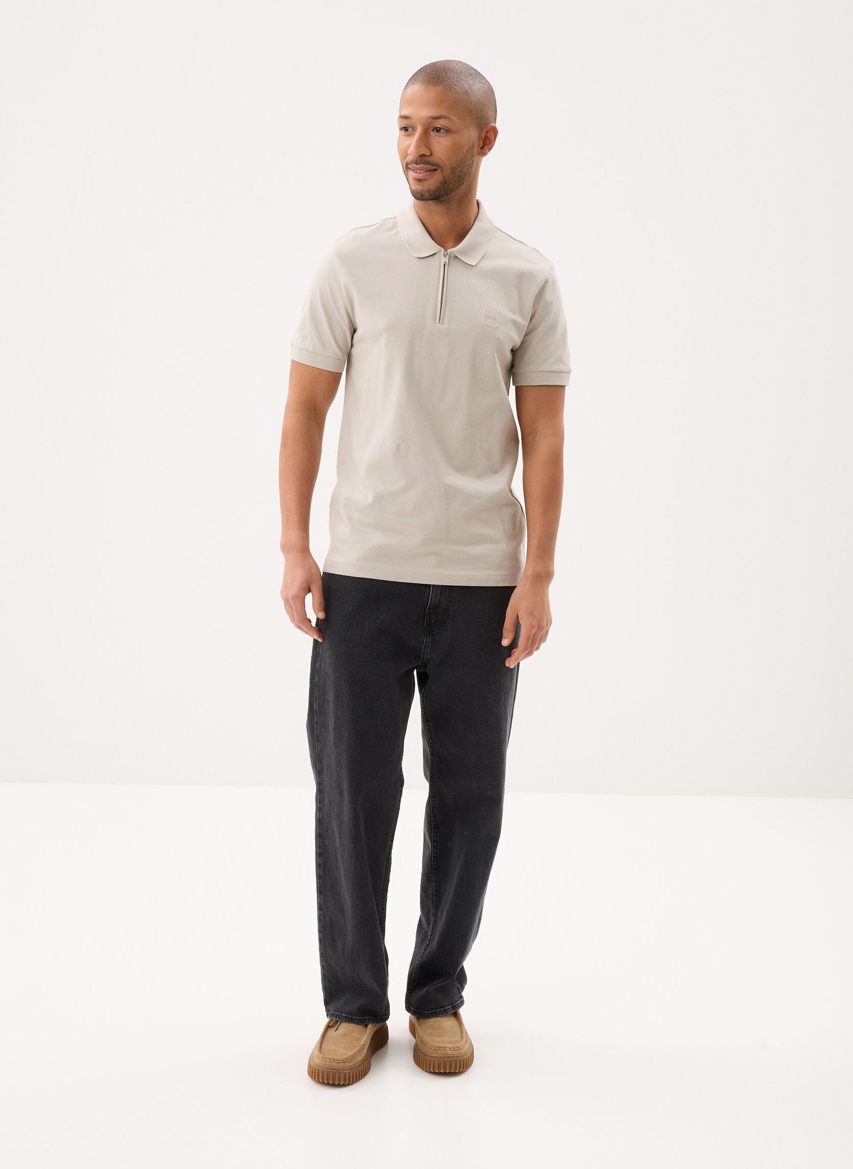 Polos manches courtes Passerzip homme gris BOSS Polos manches courtes Passerzip homme gris 070-Open Grey