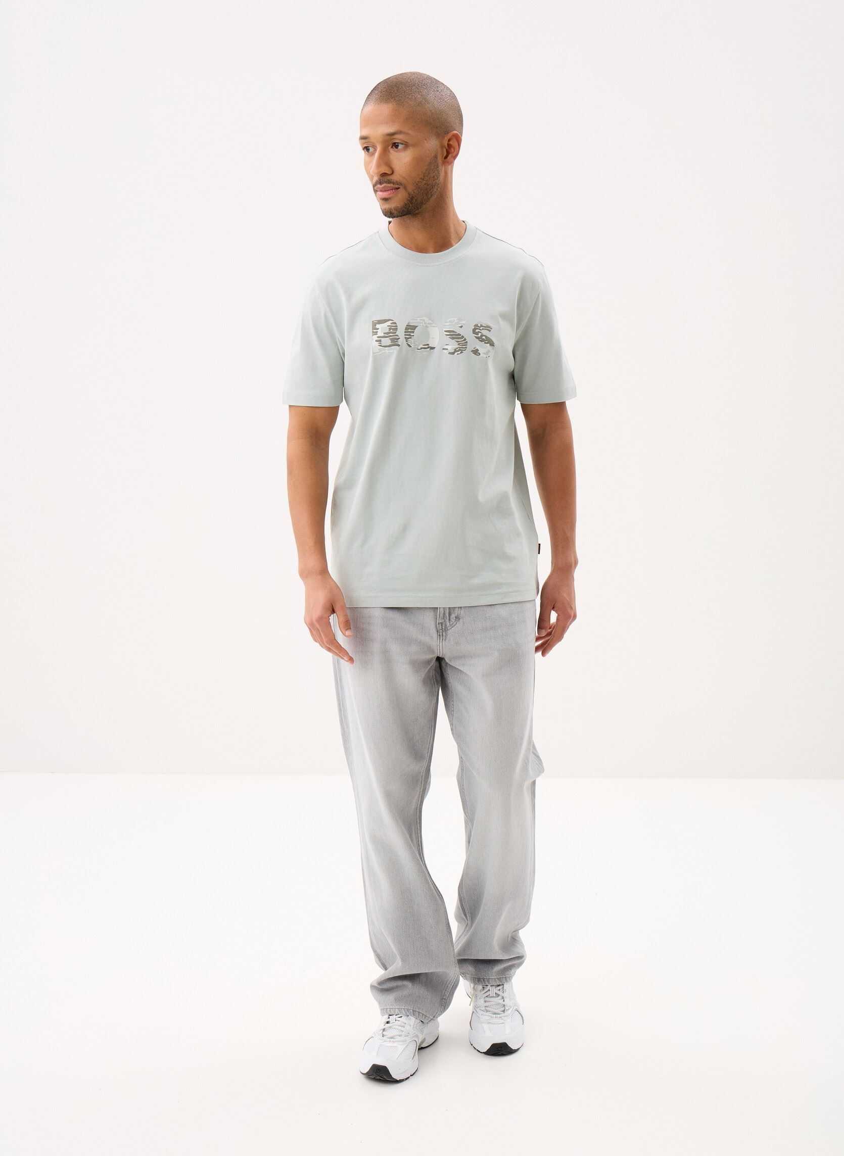 T-shirts met korte mouwen Te_Insignia heren grijs BOSS T-shirts met korte mouwen Te_Insignia heren grijs 043-Silver
